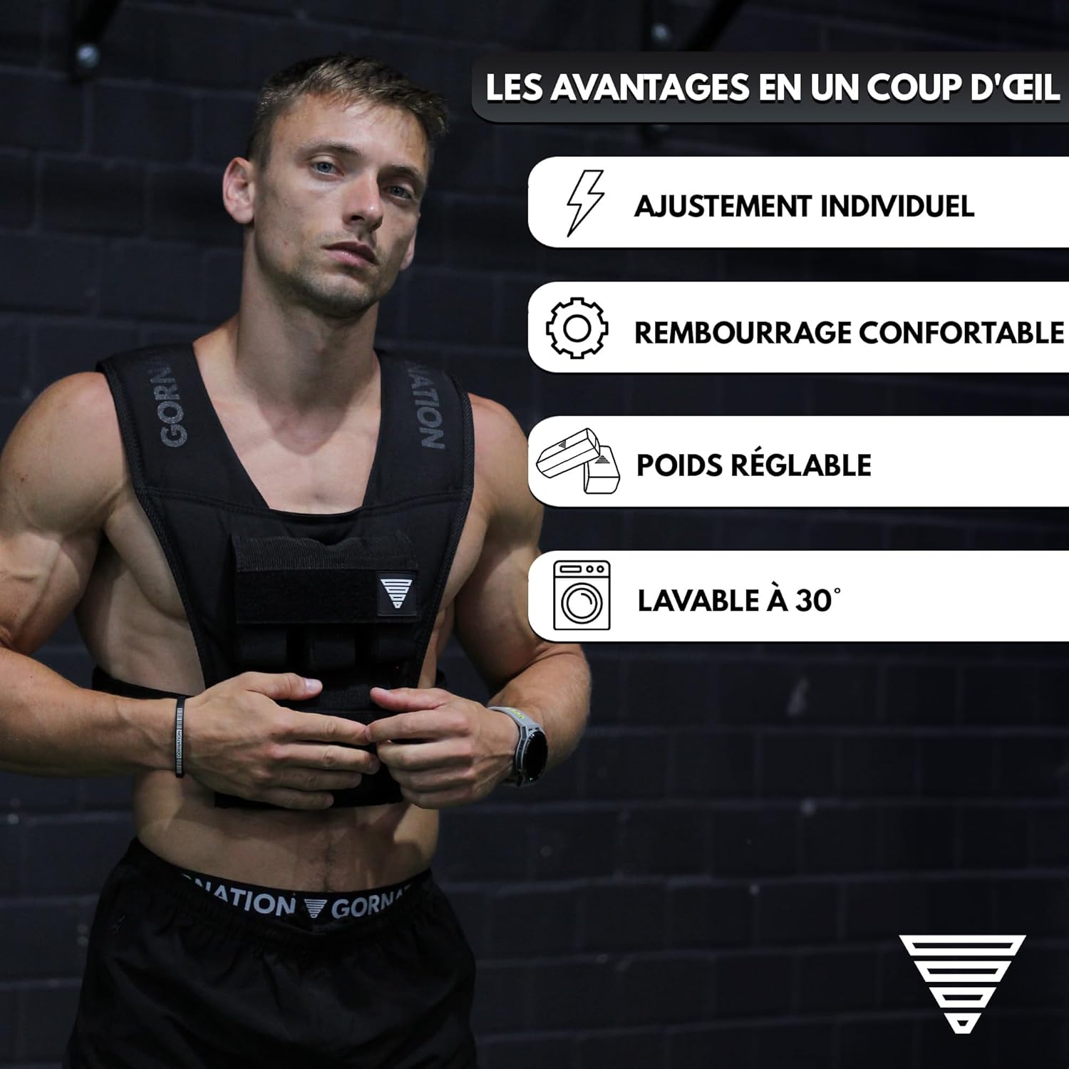 GORNATION Gilet lesté, poids compact réglable pour l'entraînement de force, entraînement de rue, gilet de sport lesté pour hommes et femmes – Image 6