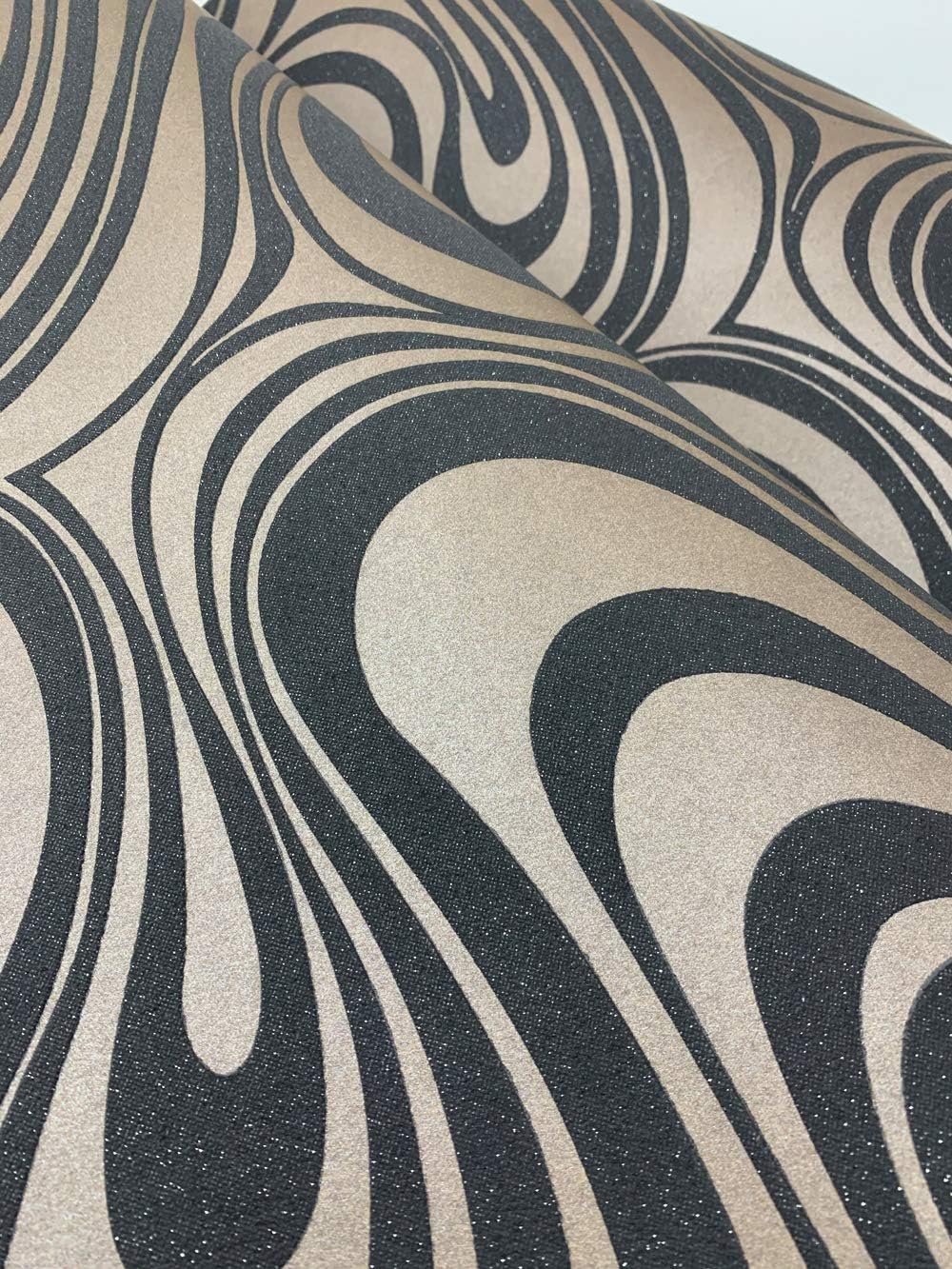 Rouleau de papier peint ondulé rayé abstrait 3D moderne non collé pour salon chambre à coucher couleur marron noir 0,7 m (2,29' de largeur) x 8,45 m (27,56' de longueur) = 5,88 ㎡ – Image 5