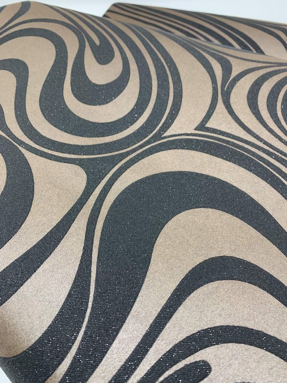 Rouleau de papier peint ondulé rayé abstrait 3D moderne non collé pour salon chambre à coucher couleur marron noir 0,7 m (2,29' de largeur) x 8,45 m (27,56' de longueur) = 5,88 ㎡ – Image 6