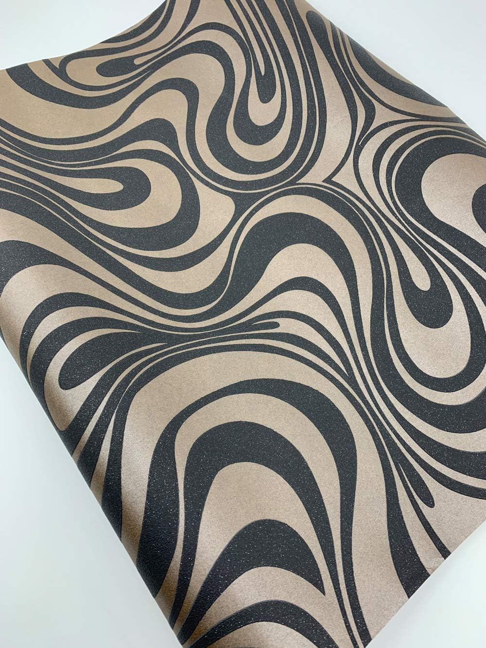 Rouleau de papier peint ondulé rayé abstrait 3D moderne non collé pour salon chambre à coucher couleur marron noir 0,7 m (2,29' de largeur) x 8,45 m (27,56' de longueur) = 5,88 ㎡ – Image 8
