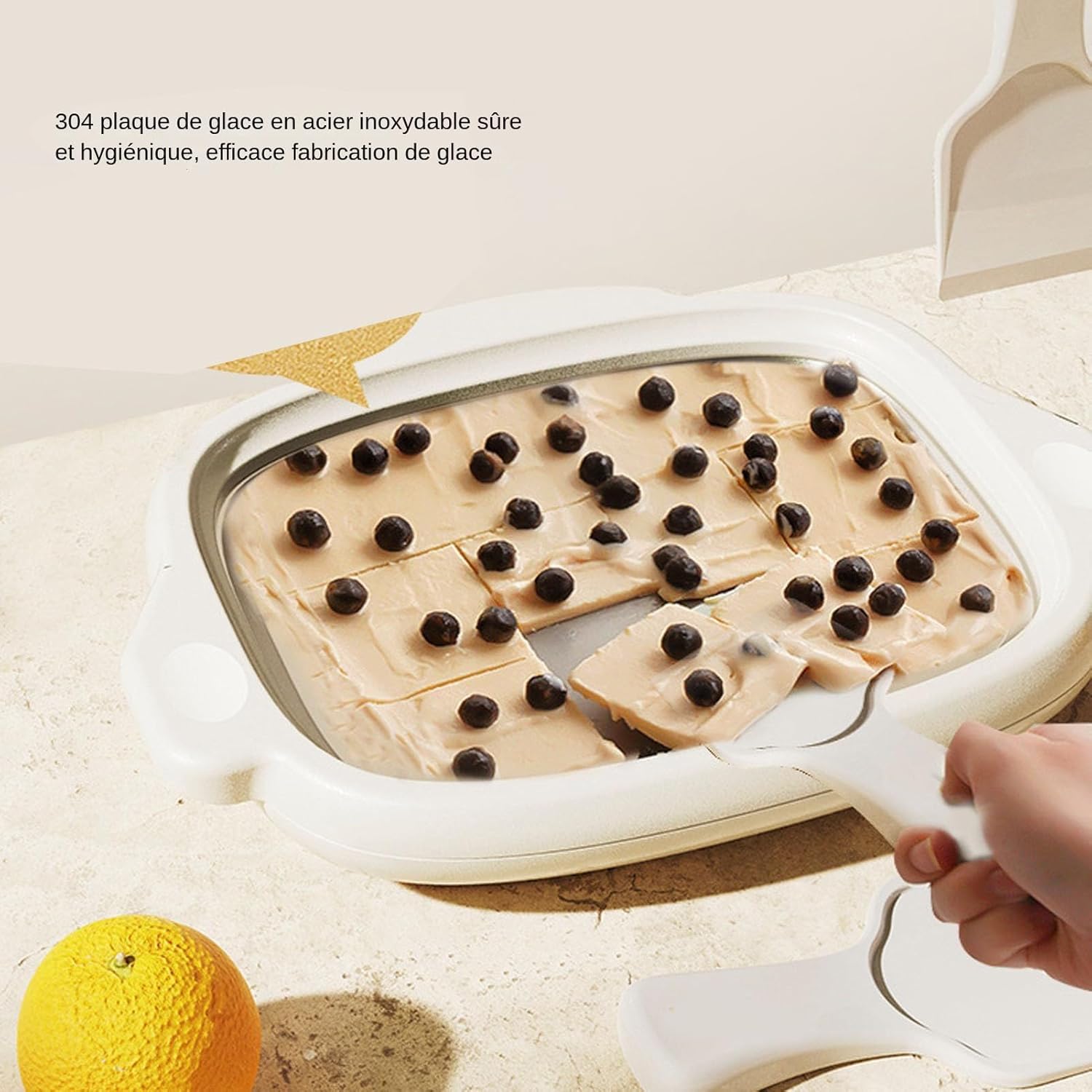 lyanny Machine à Glaçons Roulées, Bac à Glaçons en Acier Inoxydable Kit de Glace Roulée avec Congélateur, pour Sorbet Dessert Yaourt Fait Maison Adultes Cuisine et Fête Camping Pique-Nique – Image 6
