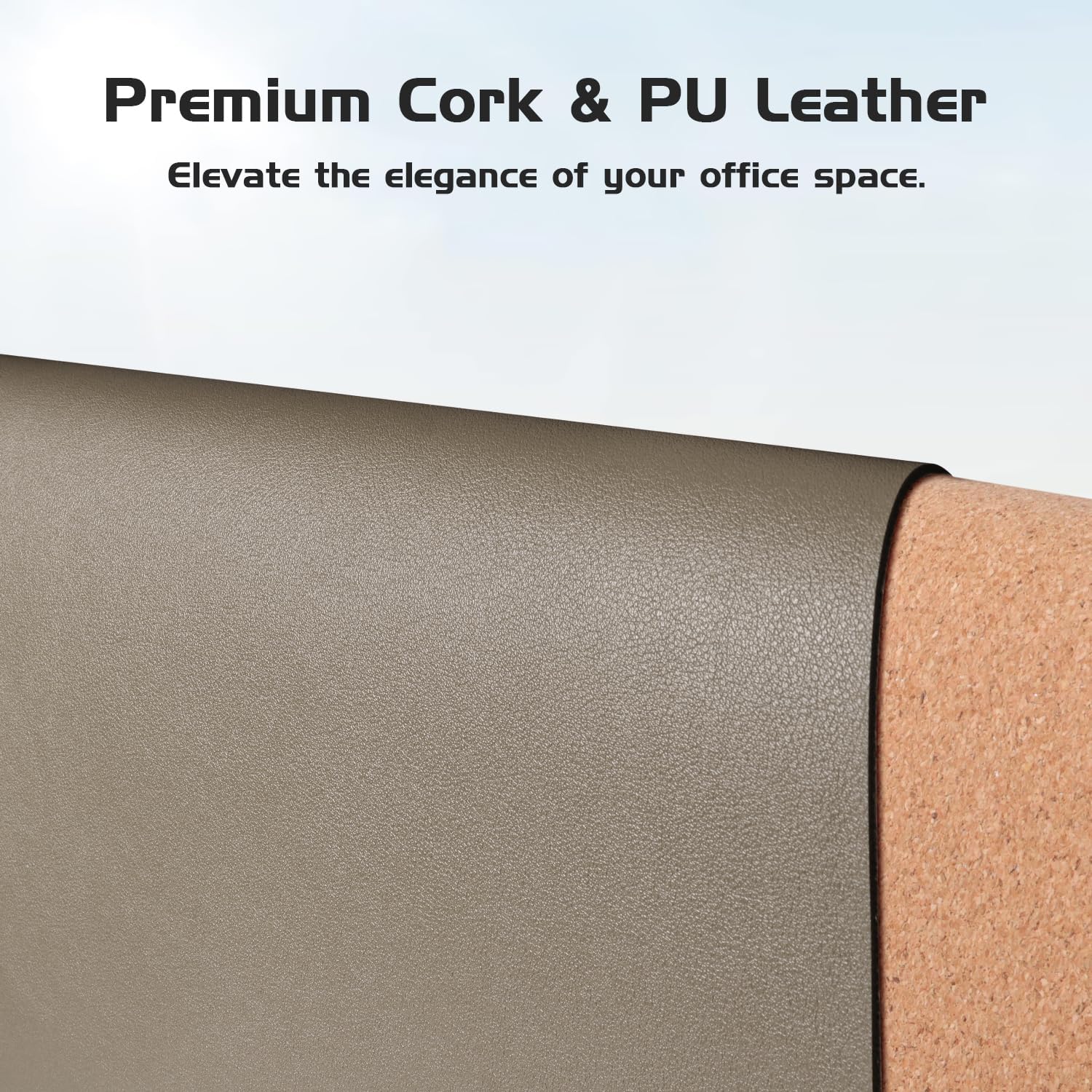 Aothia Sous-main de bureau en liège, double face en liège naturel et cuir PU, tapis de souris/protecteur de table, facile à nettoyer, imperméable pour bureau/maison (café, 65 x 35 cm) – Image 4