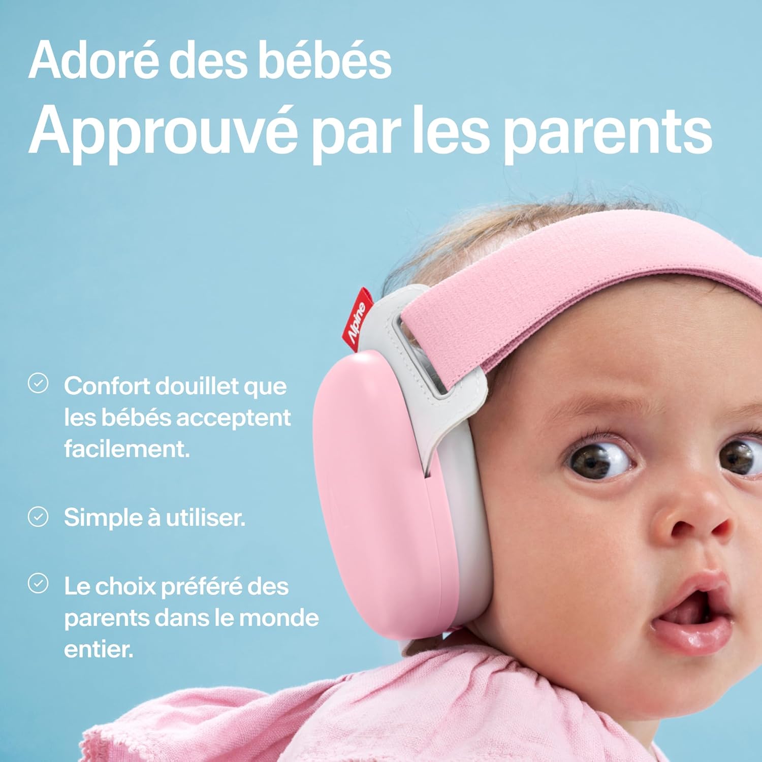 Alpine Muffy Baby Comfort – Certifié CE, bandeau unique pour un ajustement sûr et confortable, protection auditive pour les enfants jusqu'à 4 ans, réduction sonore 24 dB, rose – Image 3