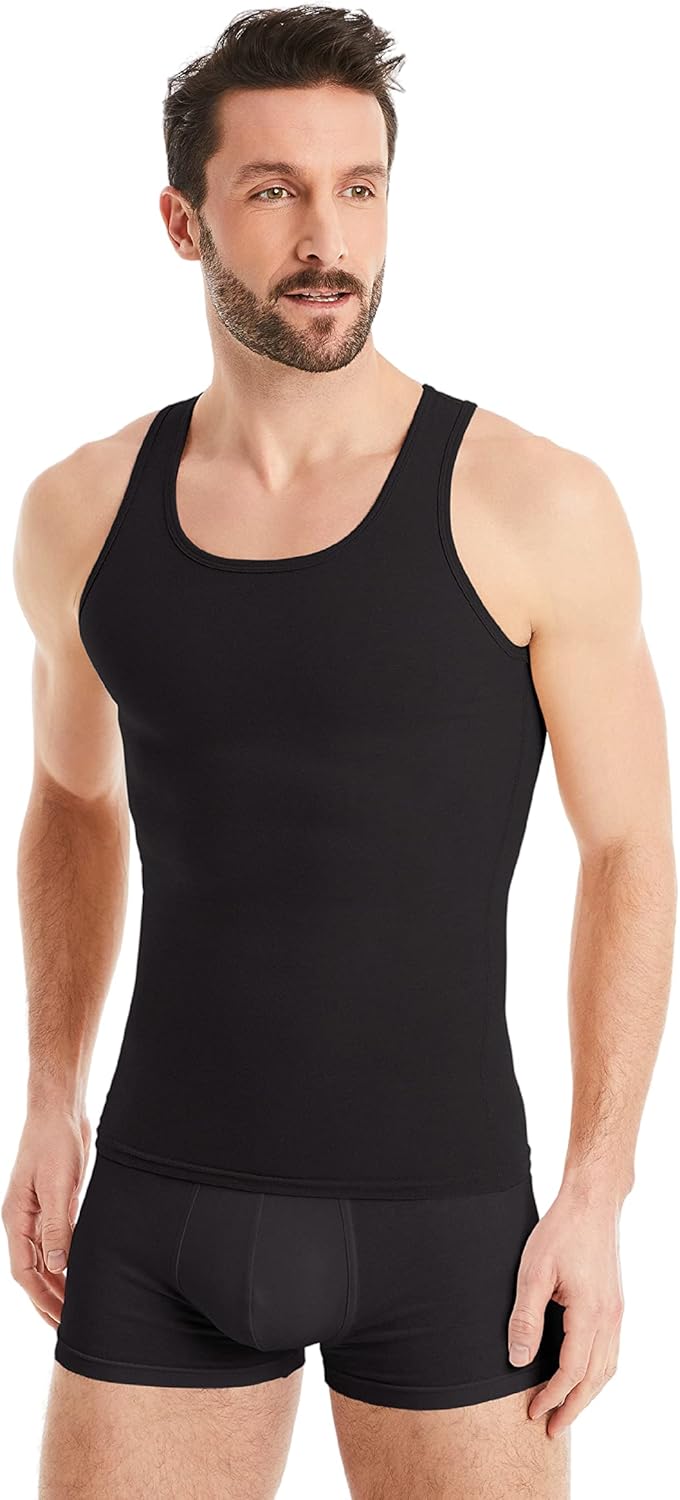 FINN Débardeur gainant pour homme – Sans manches en coton – Maillot de corps de compression pour un ventre plus plat – Image 2