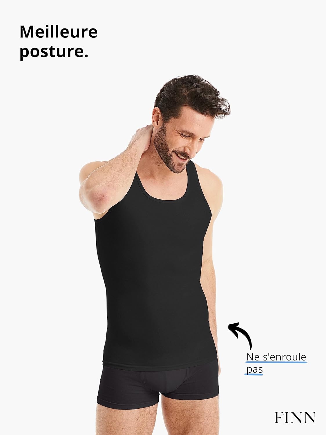 FINN Débardeur gainant pour homme – Sans manches en coton – Maillot de corps de compression pour un ventre plus plat – Image 4