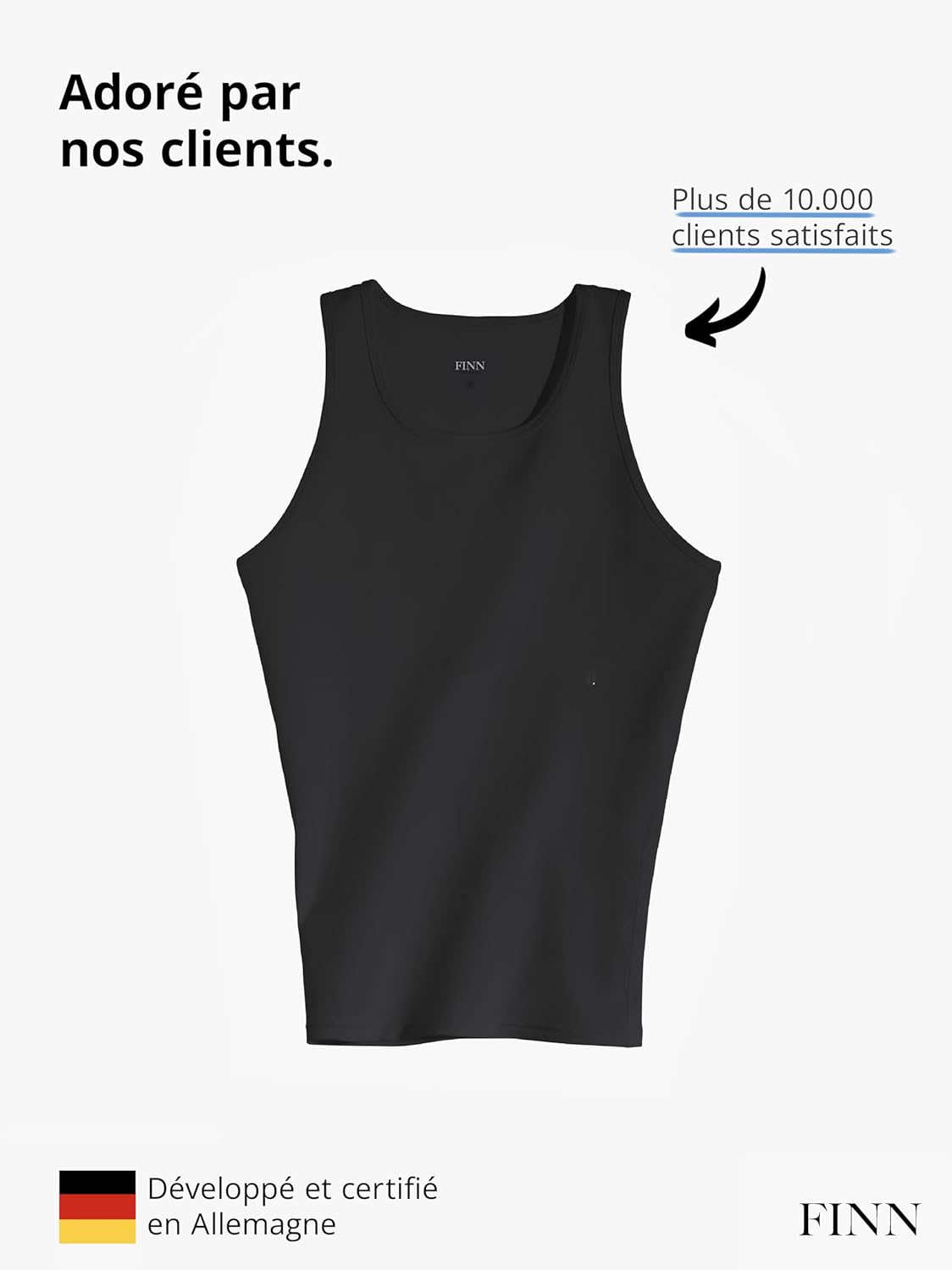 FINN Débardeur gainant pour homme – Sans manches en coton – Maillot de corps de compression pour un ventre plus plat – Image 6