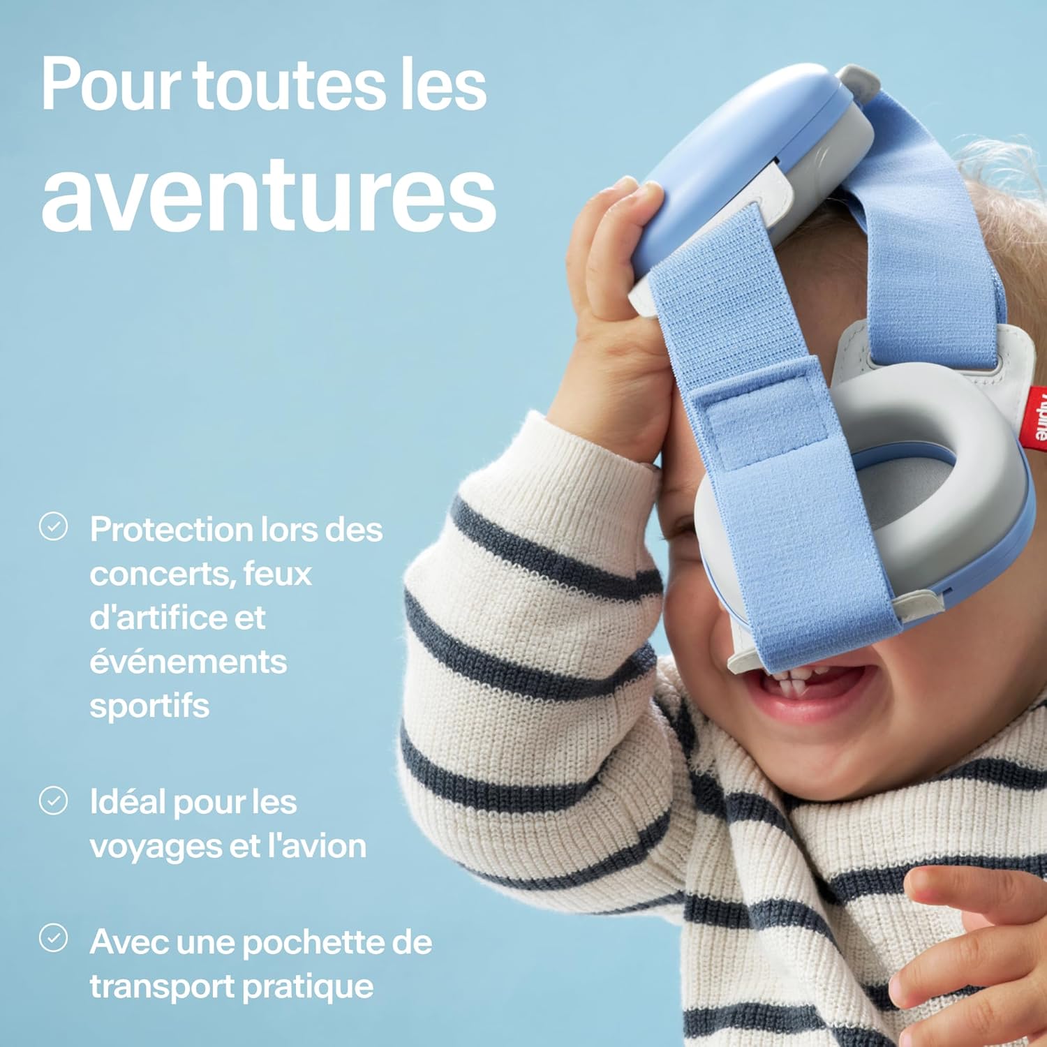 Alpine Muffy Baby Comfort – Certifié CE, bandeau unique pour un ajustement sûr et confortable, protection auditive pour les enfants jusqu'à 4 ans, réduction sonore de 24 dB, bleu – Image 7