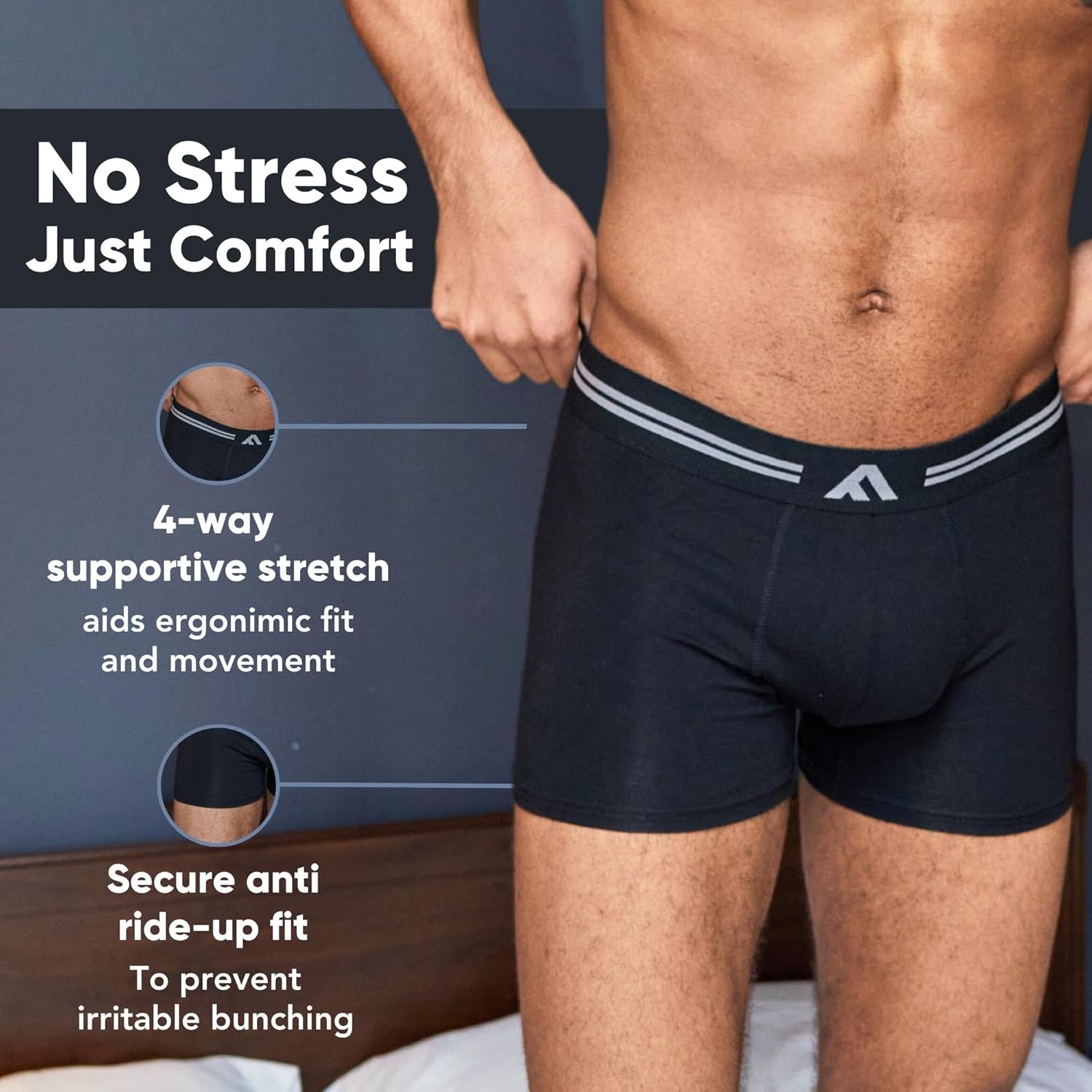 FM London Lot de 5 Boxers très Doux, en Bambou, sans étiquette, Coupe élastique, pour Homme – Image 6