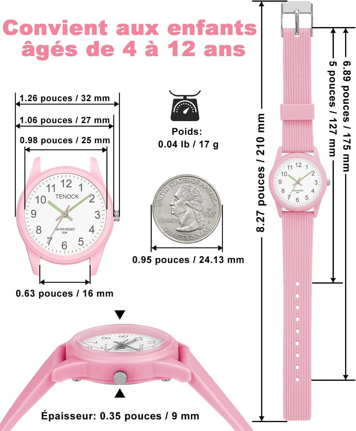 Montre pour enfants étanche jusqu'à 50 m – Apprentissage de l'heure facile à lire pour garçons et filles de 4 à 12 ans – Excellent cadeau d'anniversaire – Image 5