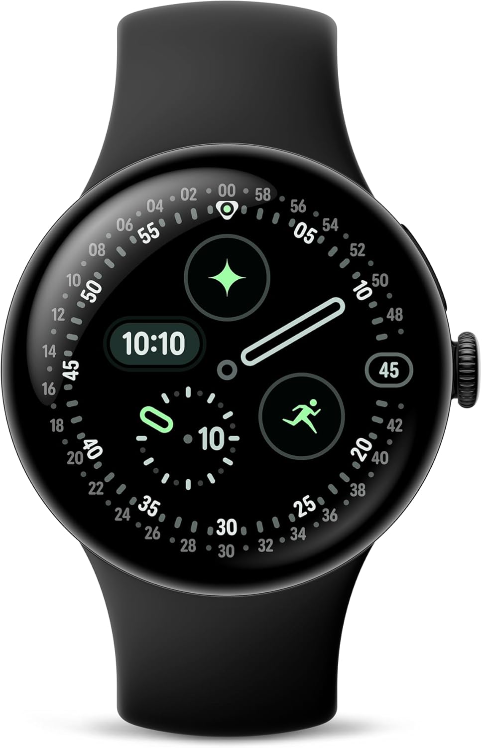 Google Pixel Watch 4 (41 mm) - Montre intelligente Android, suivi complet des données de santé et de remise en forme - Boîtier en aluminium noir mat - Bracelet sport noir volcanique - LTE – Image 3