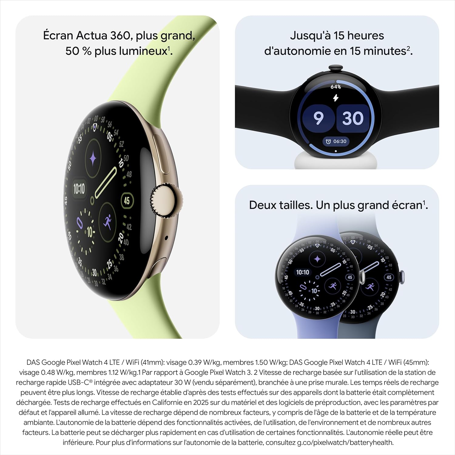 Google Pixel Watch 4 (41 mm) - Montre intelligente Android, suivi complet des données de santé et de remise en forme - Boîtier en aluminium noir mat - Bracelet sport noir volcanique - LTE – Image 7