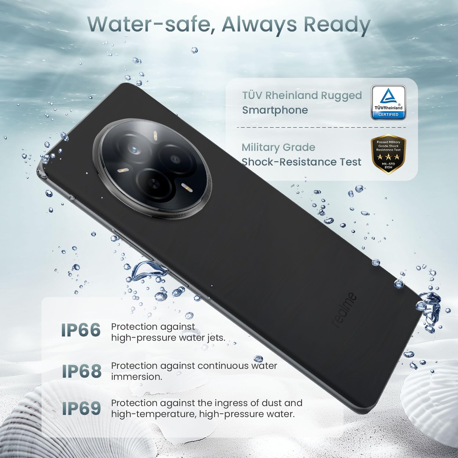 Smartphone Realme 14 Pro 5G 8+256 Go, gris, écran incurvé de 6,72 pouces, écran 120 Hz, SuperVOOC 45 W, batterie 5260 mAh, appareil photo 50 MP, Dimensity 7300 Energy, IP69 – Image 7