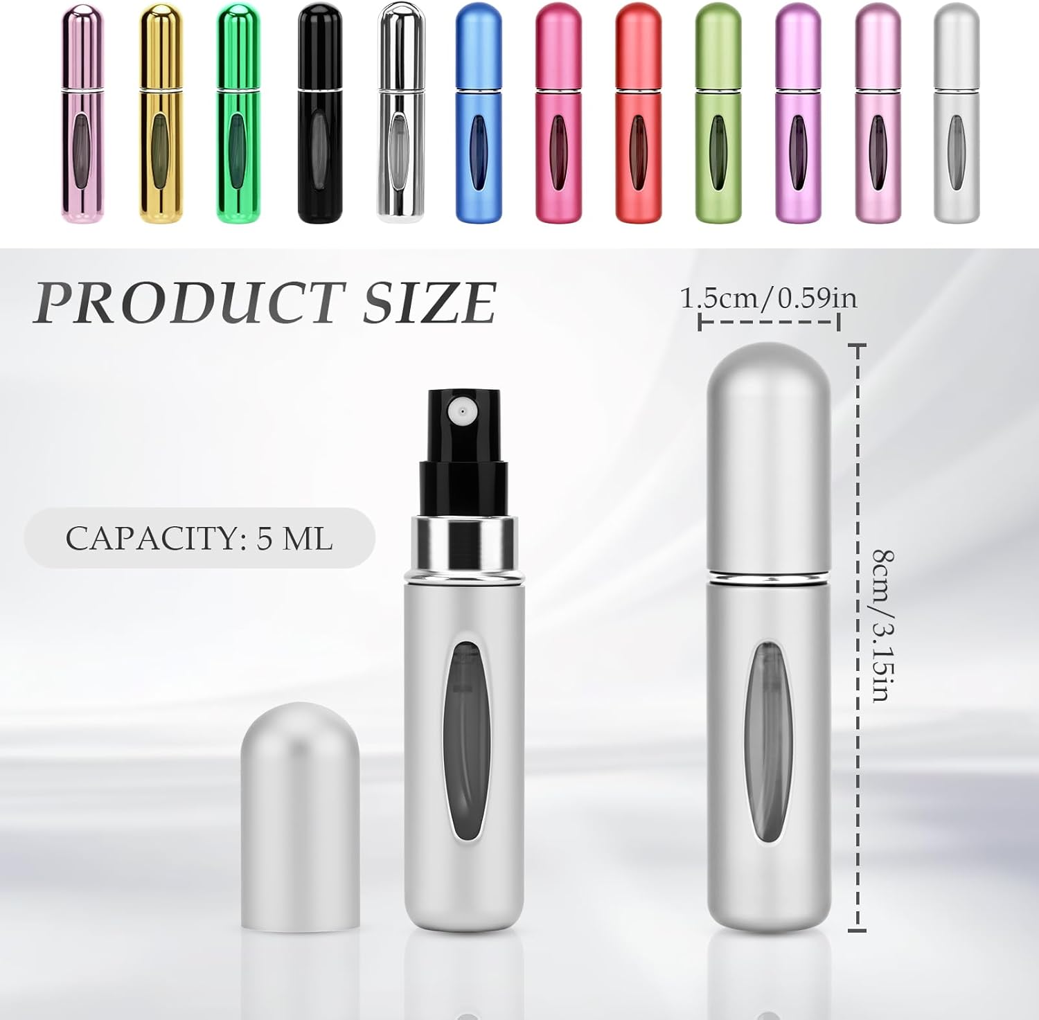 Flacon pulvérisateur de parfum rechargeable, vide, 5ml, pour sac à main de voyage, 12 pièces – Image 3