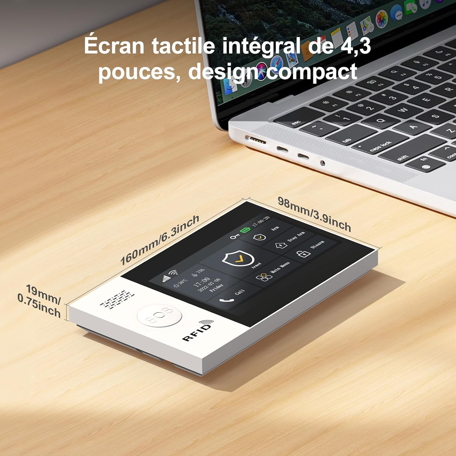 LWOHSI Système d'alarme sans fil, kit d'alarme avec écran tactile de 4,3 pouces, sans frais mensuels, compatible avec Alexa et Google pour les maisons et les appartements – Image 4