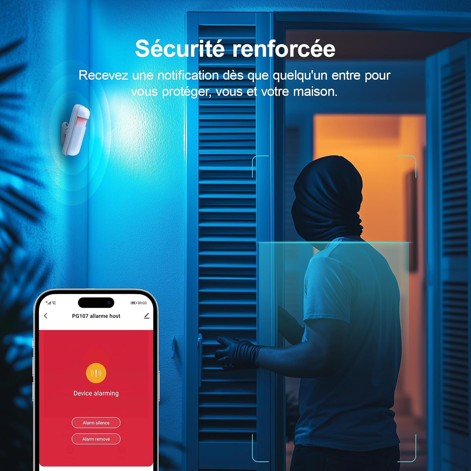LWOHSI Système d'alarme sans fil, kit d'alarme avec écran tactile de 4,3 pouces, sans frais mensuels, compatible avec Alexa et Google pour les maisons et les appartements – Image 7