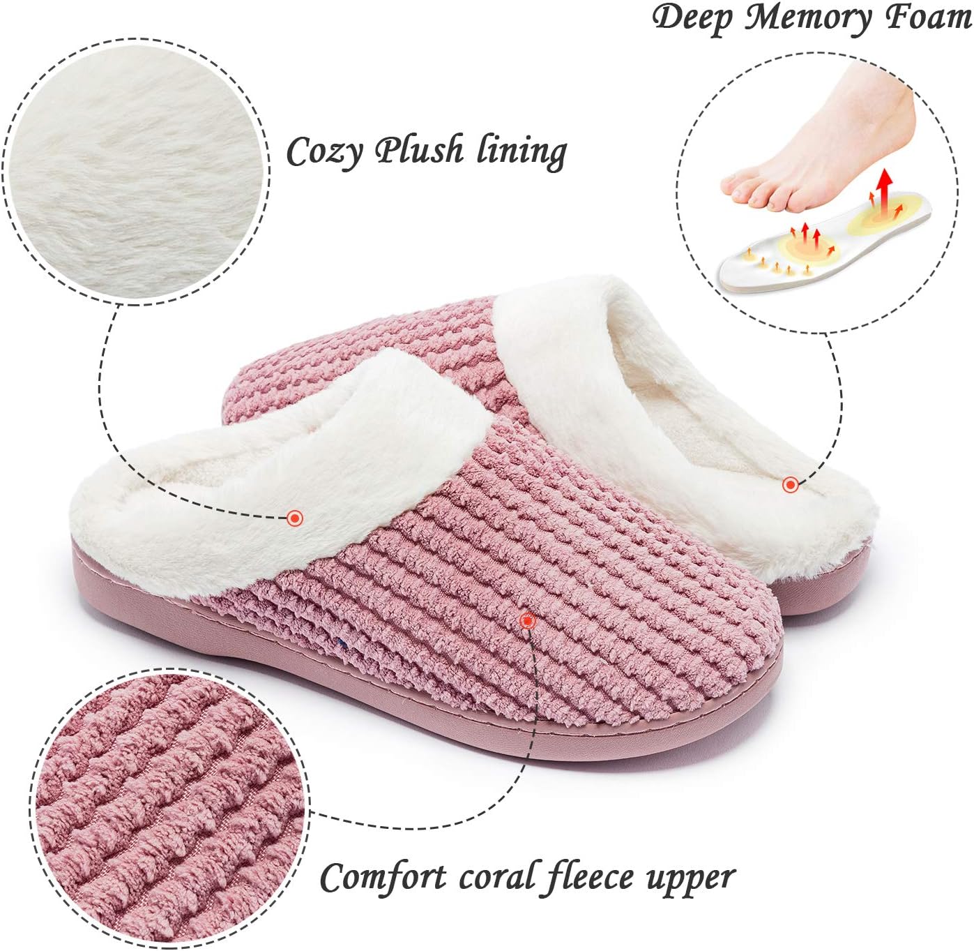 Pantoufles d'hiver chaudes et confortables pour femme, pantoufles en peluche à mémoire de forme, chaussures d'intérieur antidérapantes – Image 4