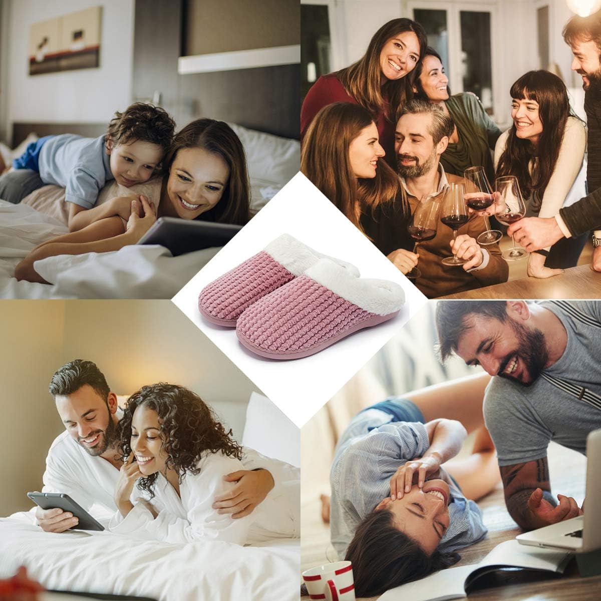 Pantoufles d'hiver chaudes et confortables pour femme, pantoufles en peluche à mémoire de forme, chaussures d'intérieur antidérapantes – Image 8