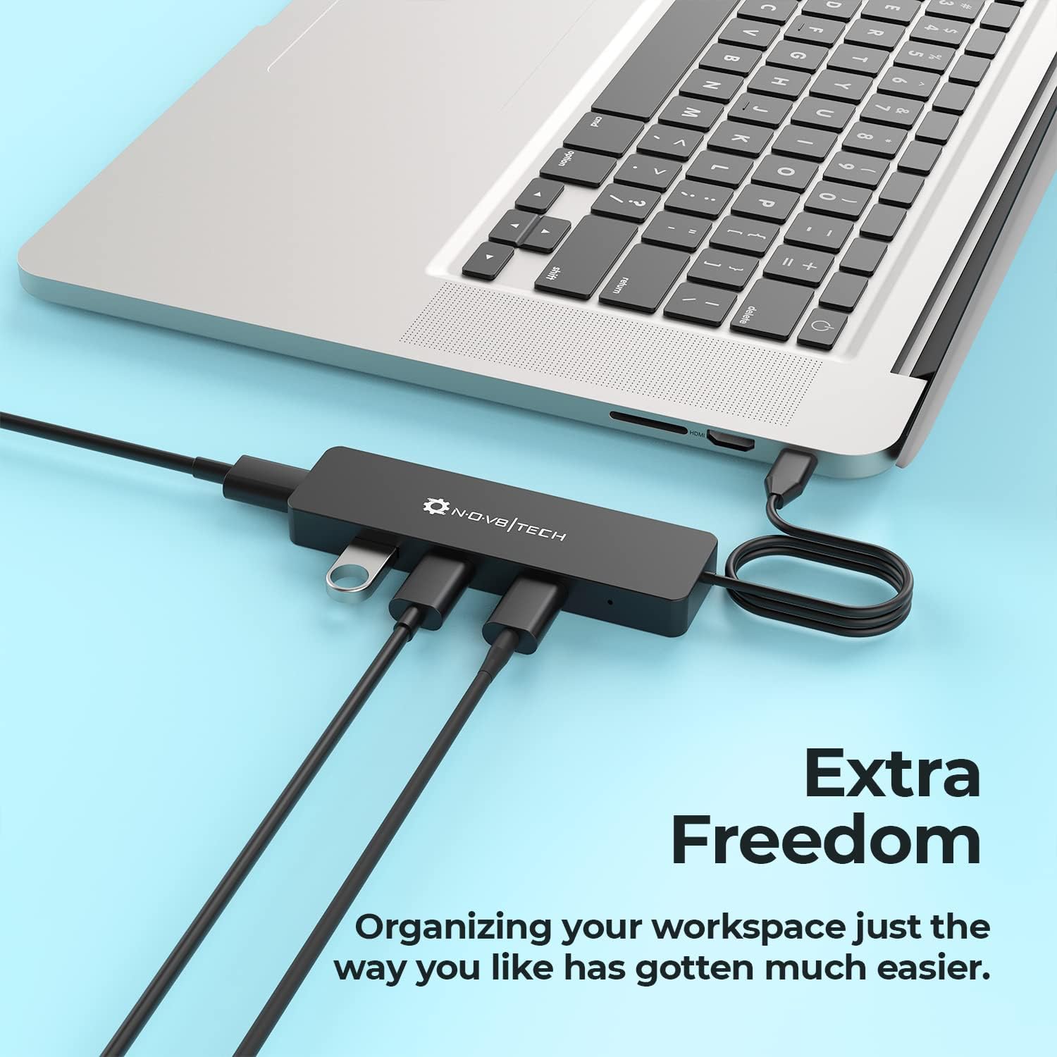 NOV8Tech Hub USB C 4 ports avec câble étendu de 0,6 m, hub USB C vers USB 4 ports USB 3.0, USB C vers USB Type A pour MacBook, Mac Pro, Mac Mini, iMac et appareils de type C – Image 6
