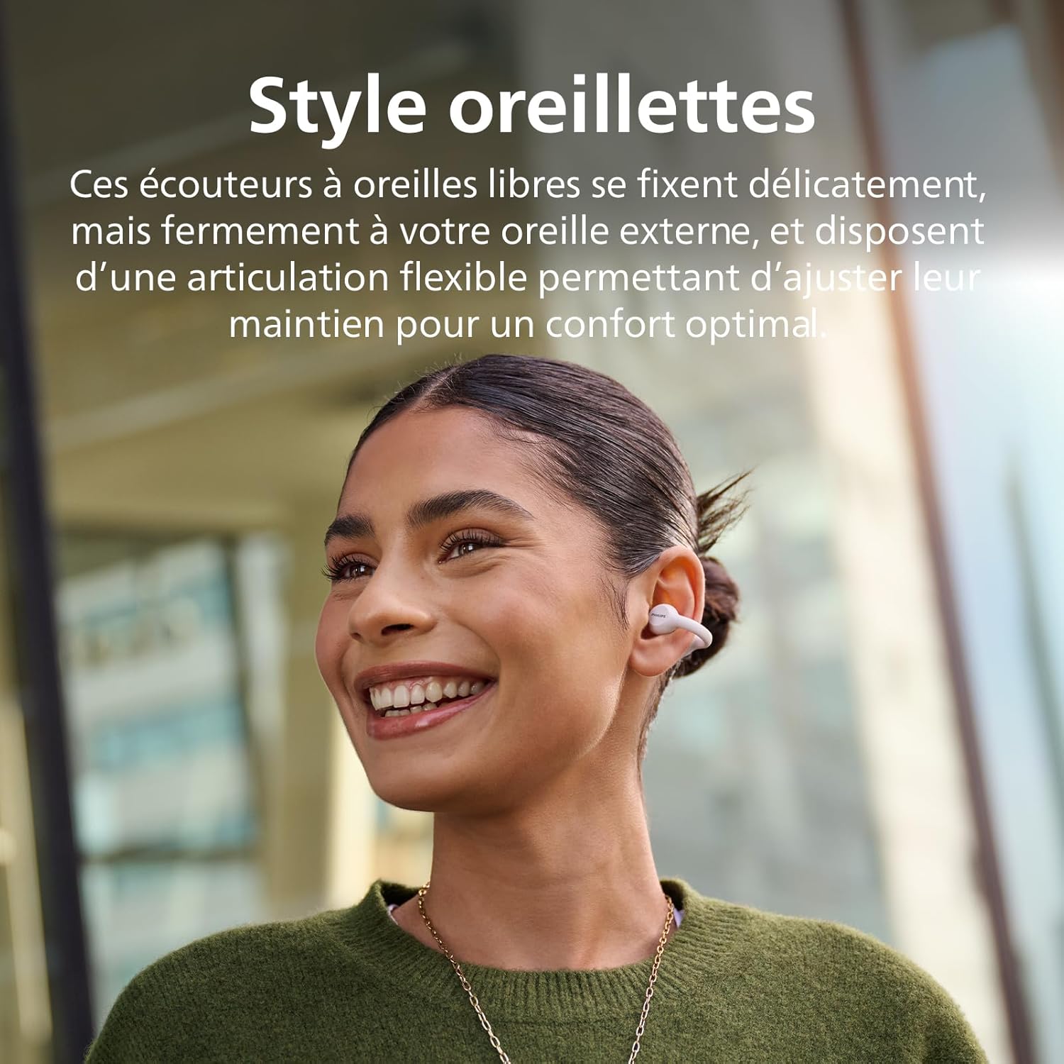 Philips TAQ2000WT Écouteurs sans fil véritables, conception à oreille ouverte – Bluetooth multipoint, autonomie de 28 heures, étui de chargement de poche, appels clairs – Blanc – Image 4