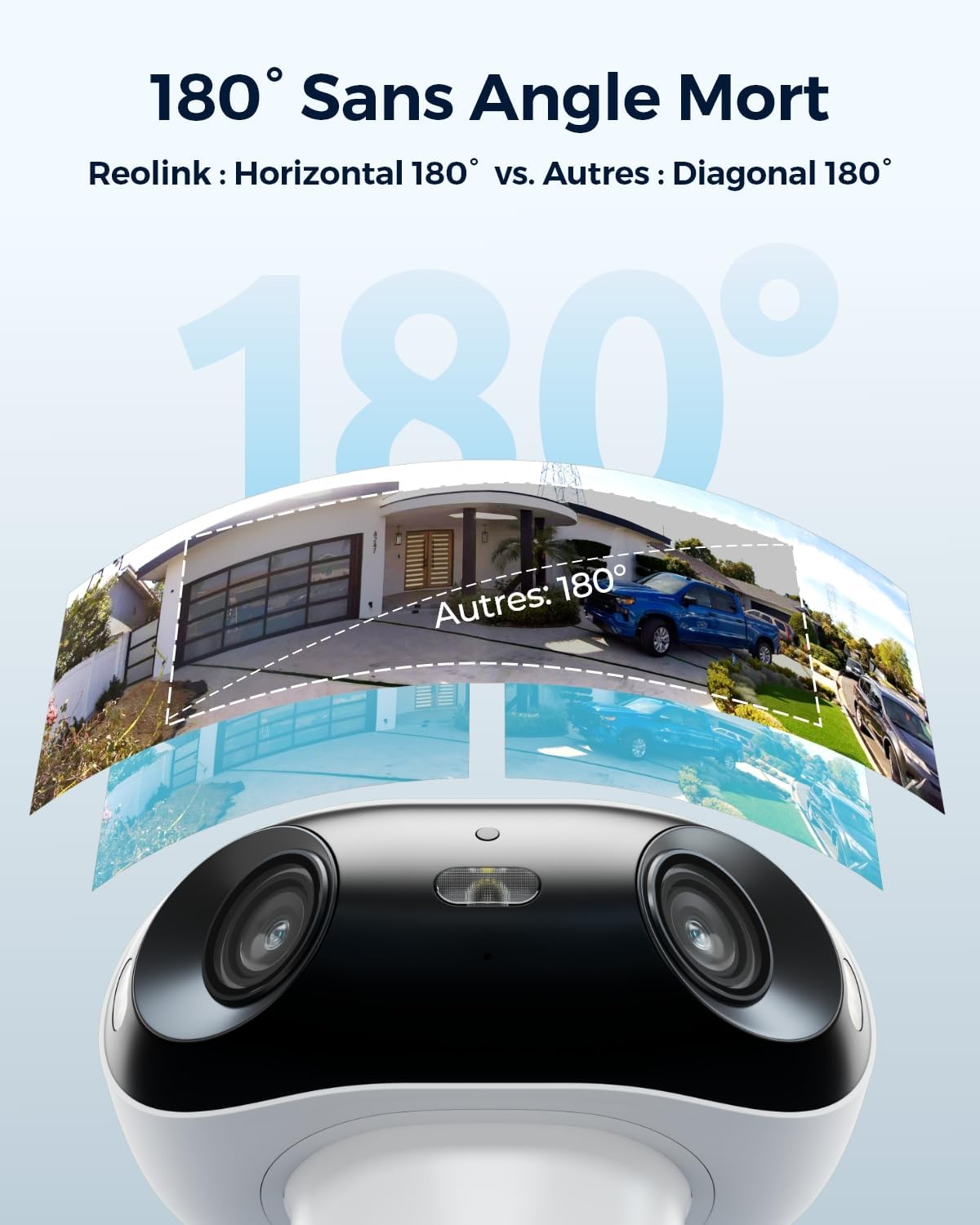 Reolink Caméra solaire extérieure WiFi sans fil 180° 4K avec vision nocturne ColorX et double assemblage d'image, WiFi 2,4/5 GHz, détection de personne/véhicule/animal, Argus 4 Pro + panneau solaire – Image 3