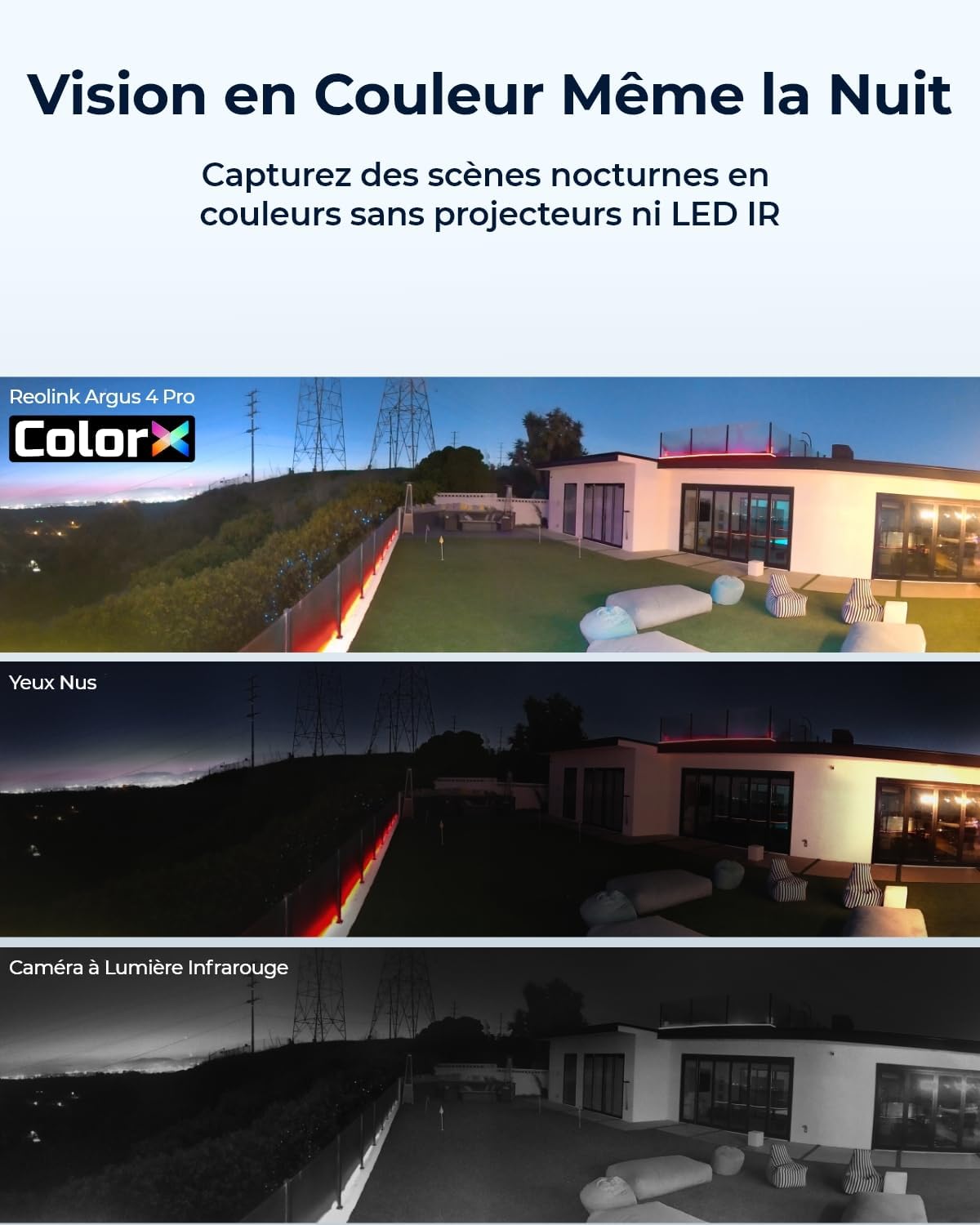 Reolink Caméra solaire extérieure WiFi sans fil 180° 4K avec vision nocturne ColorX et double assemblage d'image, WiFi 2,4/5 GHz, détection de personne/véhicule/animal, Argus 4 Pro + panneau solaire – Image 4