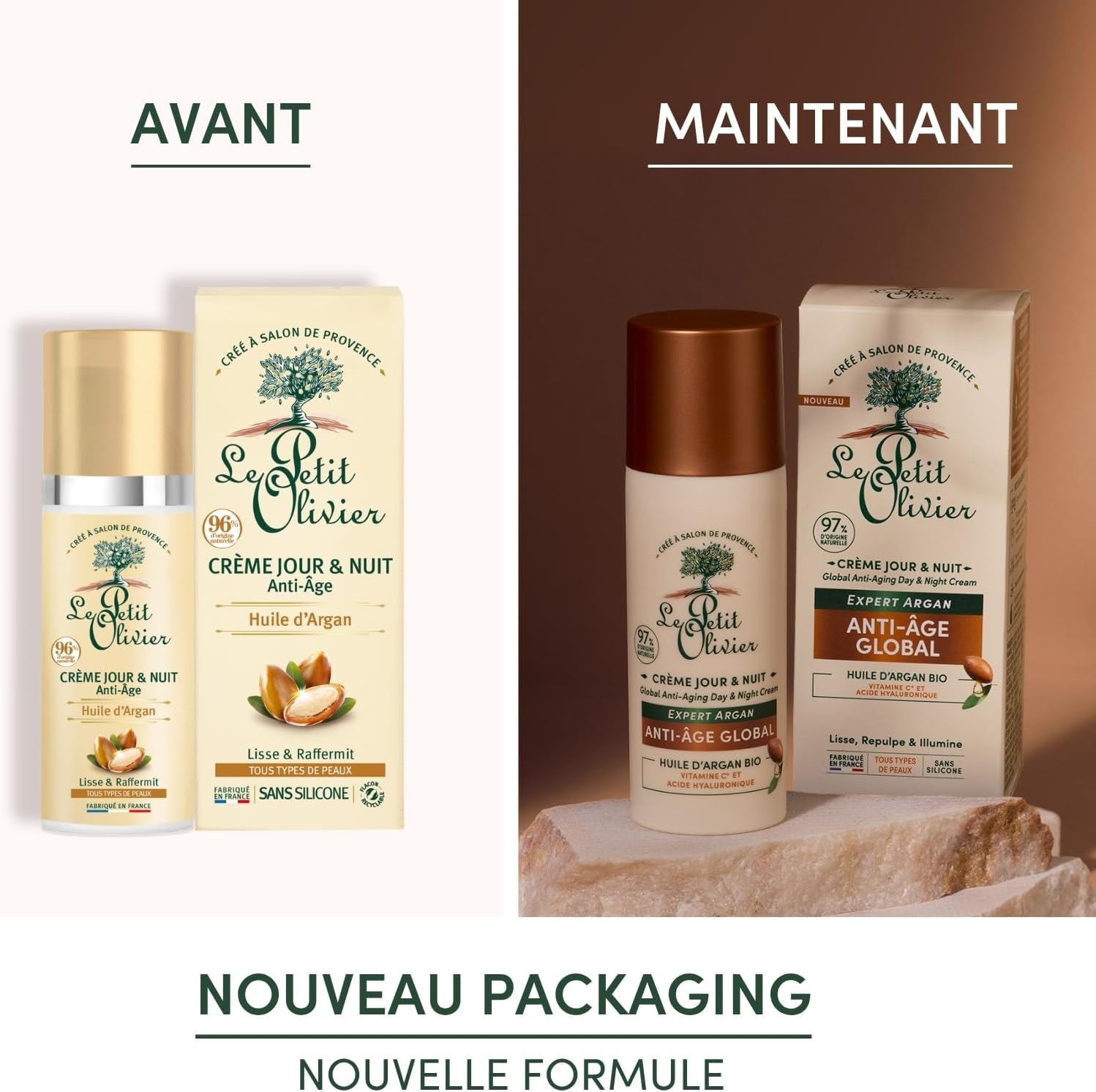 LE PETIT OLIVIER - Crème Anti-Âge Jour & Nuit - Huile d'Argan, Vitamine C & Acide Hyaluronique - Repulpe et éclaircit - Tous types de peaux - 97% d'origine naturelle - Fabriquée en France - 50 ml – Image 7