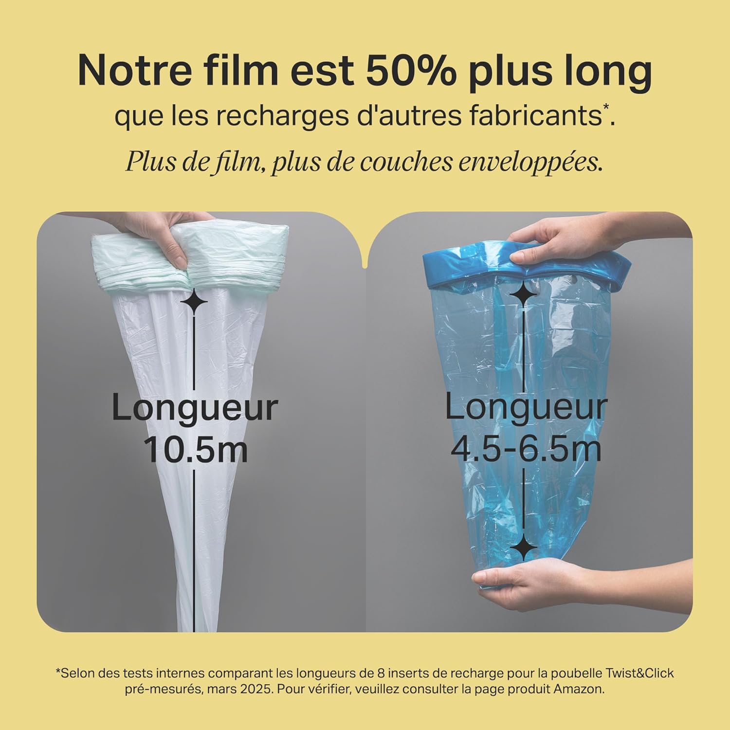 Tommee Tippee Twist & Click Film de recharge pour poubelle à couches, lot de 3, longueur 10,5 m chacun, film antibactérien multicouche*, s'adapte à la cassette Twist & Click, 3 x 10,5 m – Image 6