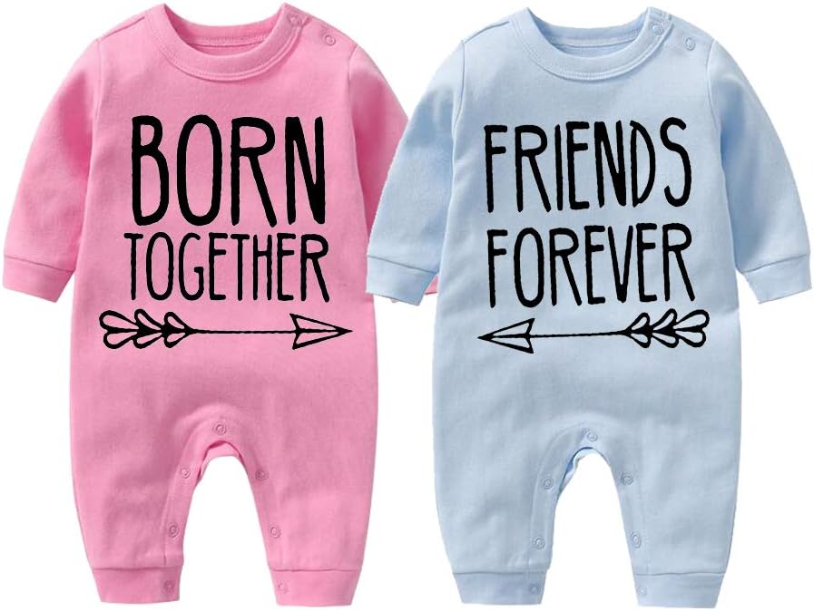 Barboteuse pour bébé, jumeaux, garçon et fille, meilleurs amis pour toujours, amusant, cadeau pour nouveau-né, vêtements pour bébé – Image 2