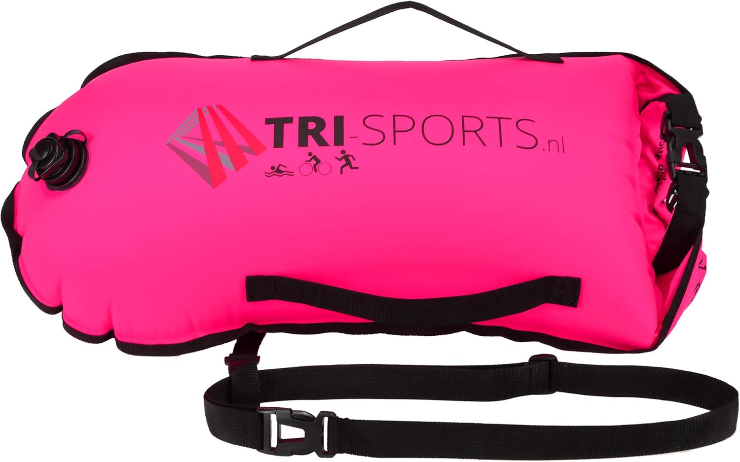 Bouée de natation rose Tri-Sports pour la natation en eau libre, visible pour les bateaux, sans danger pour les crampes et vous pouvez facilement emporter votre équipement avec vous – Image 2