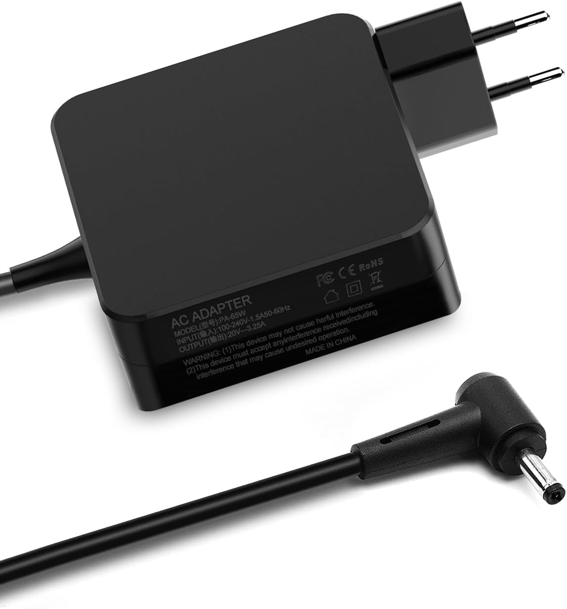 Cluvox Chargeur 65 W 45 W compatible avec Lenovo, adaptateur secteur 20 V 3,25 A pour IdeaPad 320/330/330s/510/510s/520/530 Yoga 510 710 Flex 4/5/6/14/15, connecteurs : 0,157 x 0,0,00 67 pouces – Image 2