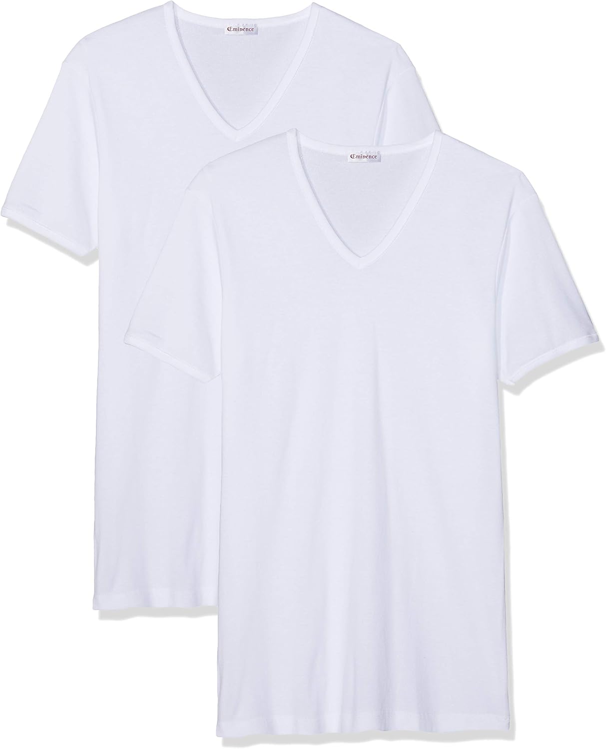 Eminence - Lot de 2 T-Shirts Col V Homme - Côtes Fines 100% Coton Peigné - Côté Sans Couture - Maillot de Corps Invisible - Label OEKO-TEX – Image 2