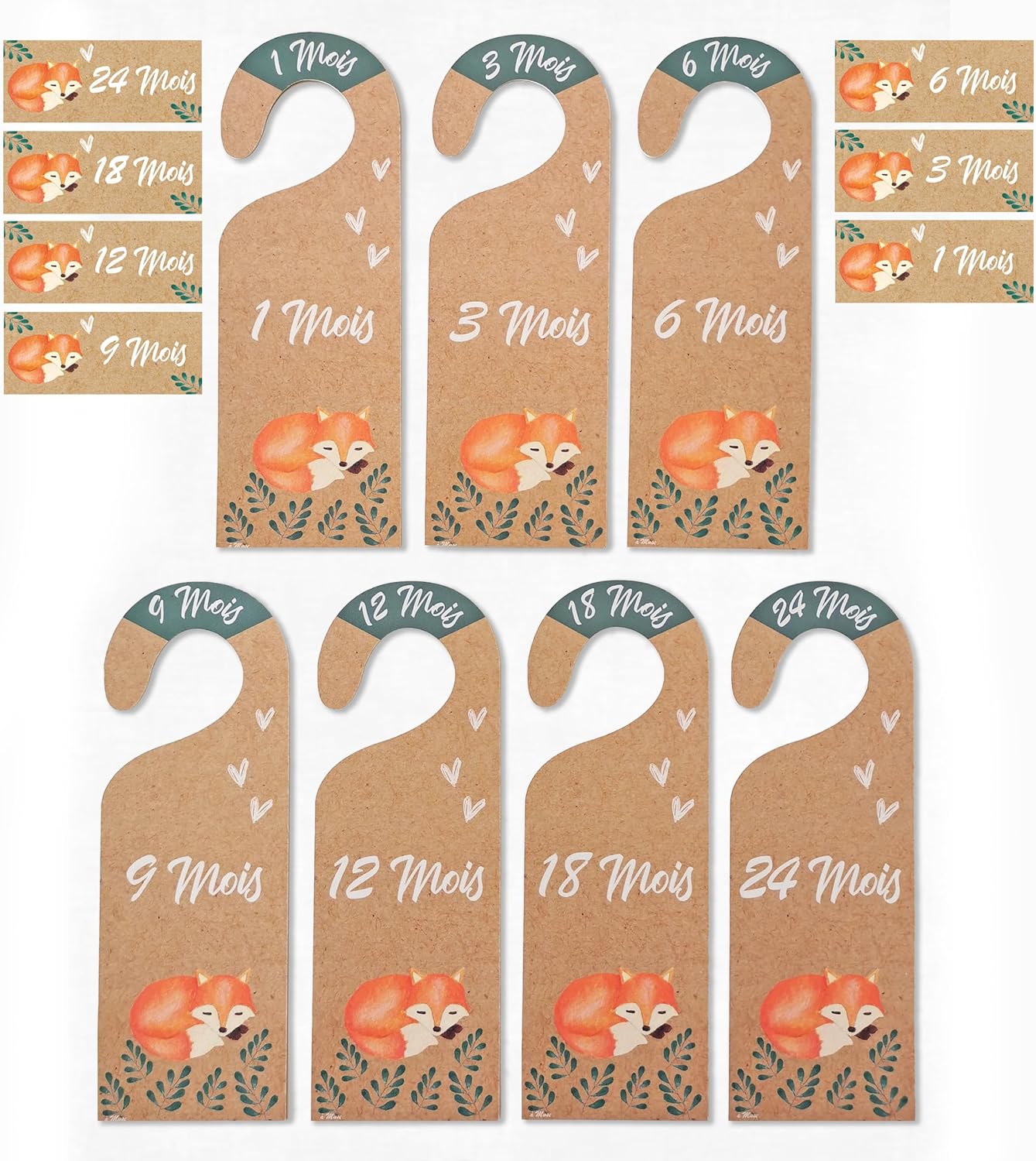 Fox Séparateur de garde-robe pour bébé – Séparateur de garde-robe pour vêtements d'enfant de 1 à 24 mois – Organiseur de garde-robe pour filles et garçons (séparateur + étiquettes) – Image 2