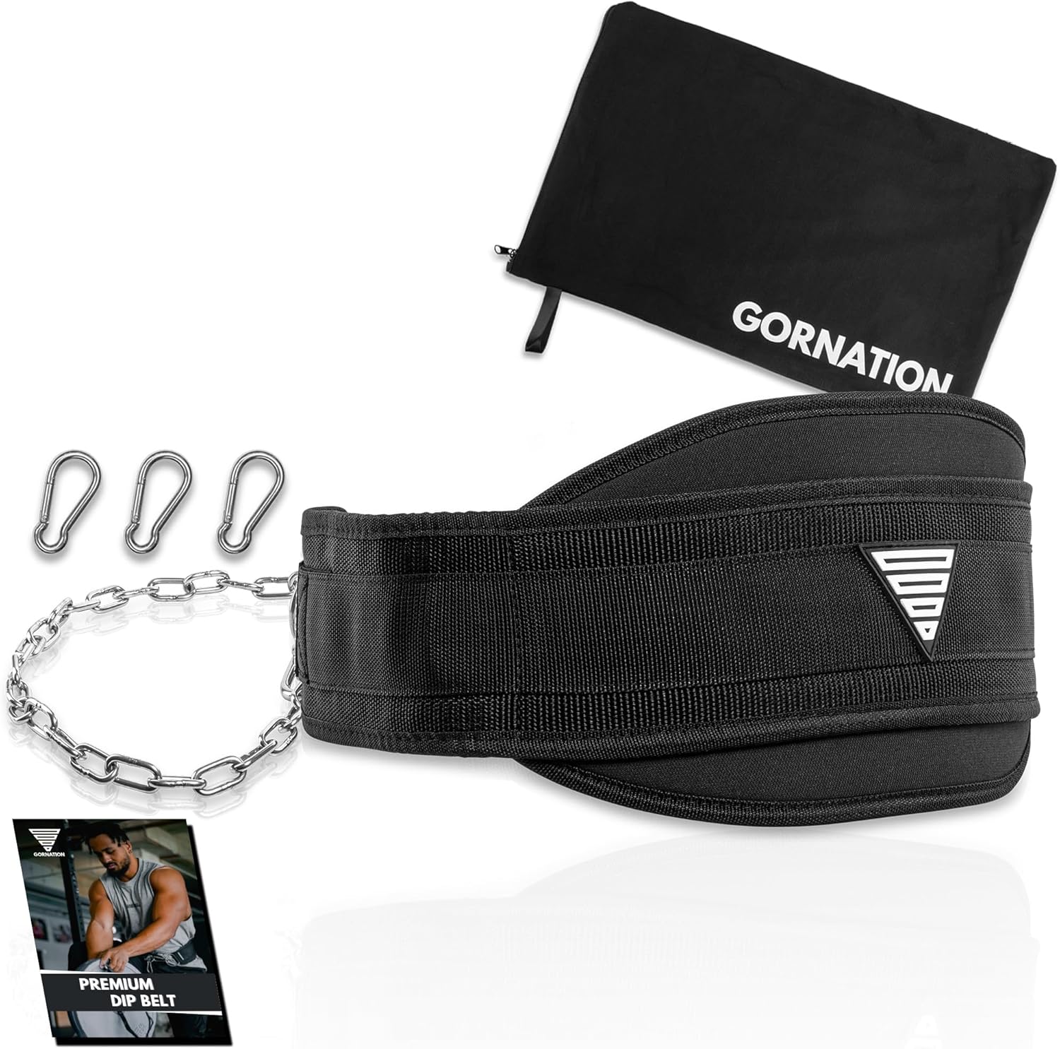 GORNATION Ceinture de musculation jusqu'à 1000 kg de charge, fixation d'un poids supplémentaire avec chaîne ou corde, entraînement de rue et fitness, ceinture de musculation en acier inoxydable – Image 2