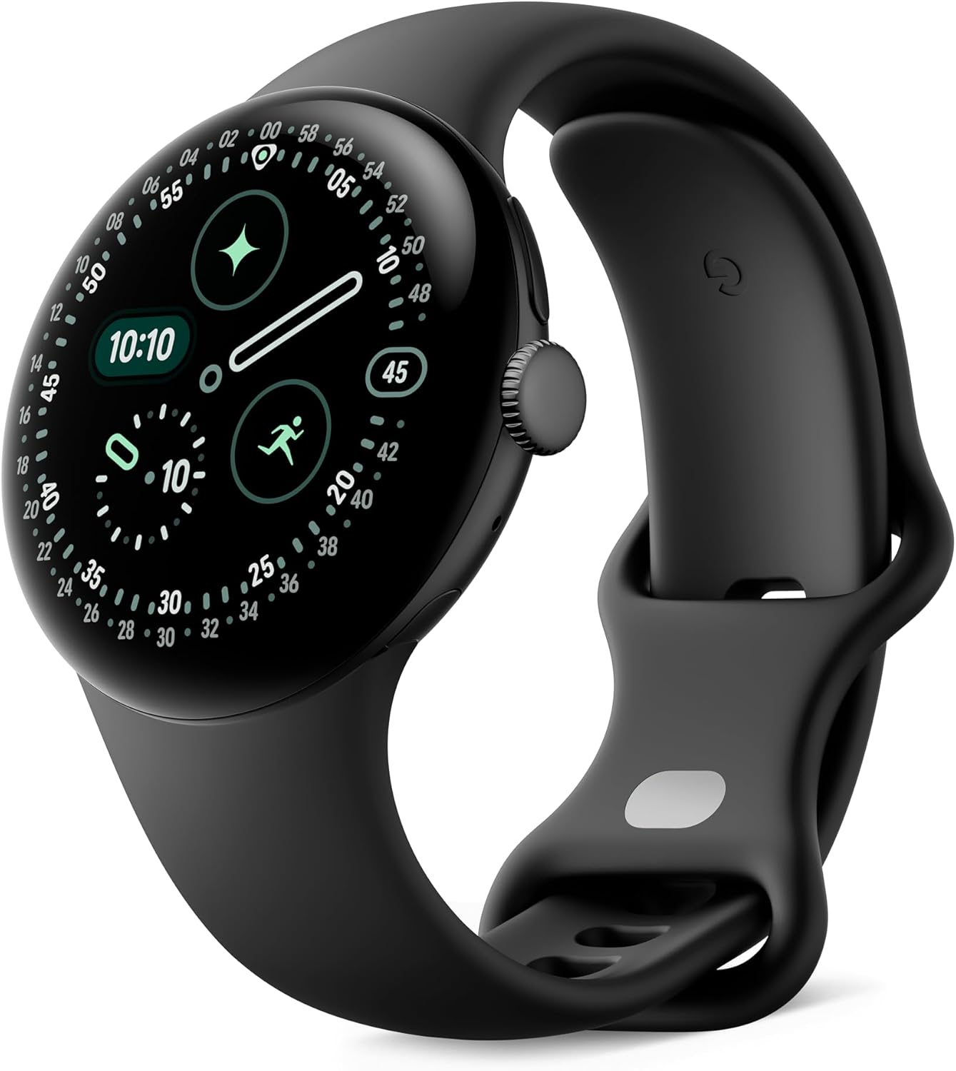 Google Pixel Watch 4 (41 mm) - Montre intelligente Android, suivi complet des données de santé et de remise en forme - Boîtier en aluminium noir mat - Bracelet sport noir volcanique - LTE – Image 2