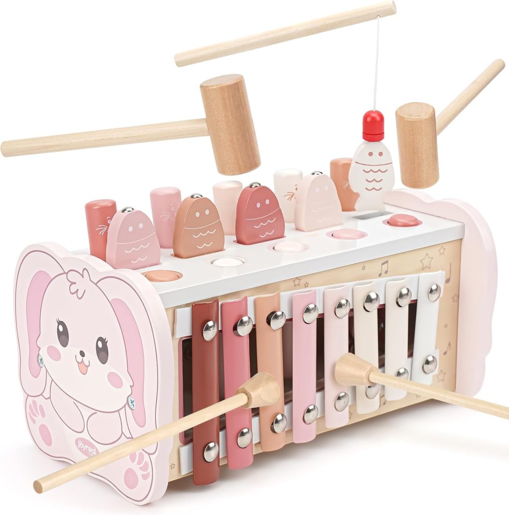 Xylophone Marteau En Bois Montessori – 2 En 1, Boules Roulantes, 7 Tons, Dès 1 An, Cadeau éducatif