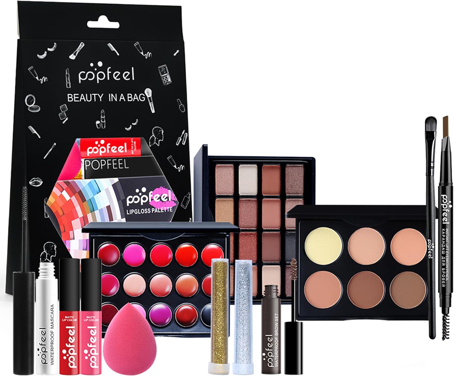 Kit de maquillage pour femme, trousse de maquillage, kit de maquillage tout-en-un, trousse de maquillage et trousse pour femmes et filles, idée cadeau de Noël – Image 2
