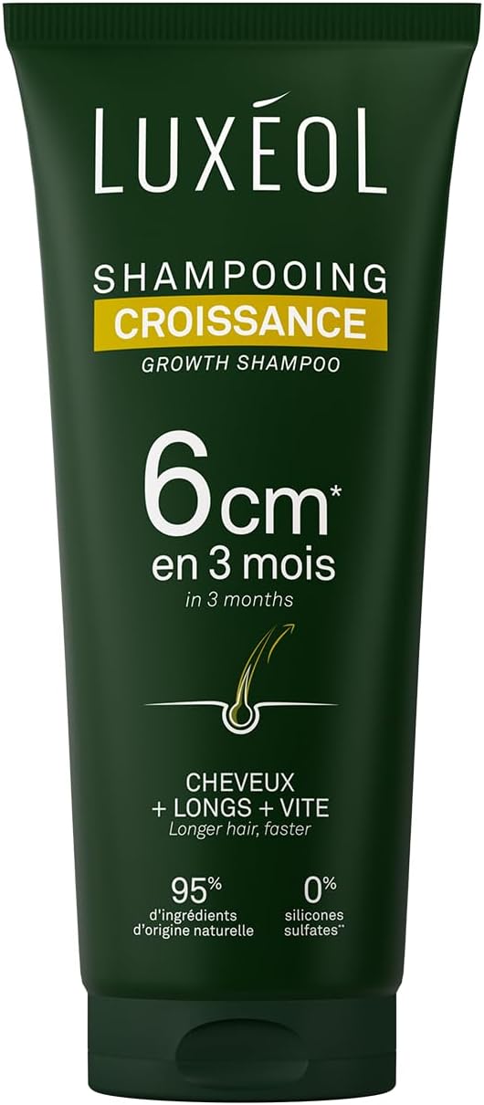 LUXÉOL - Shampoing Croissance - Pousse de 6 cm en 3 mois* - Cheveux plus longs plus rapidement - Prouvé Cliniquement - Formule d'origine naturelle - Huile de Ricin, Amla & Ginseng (3) - 200 ml – Image 2