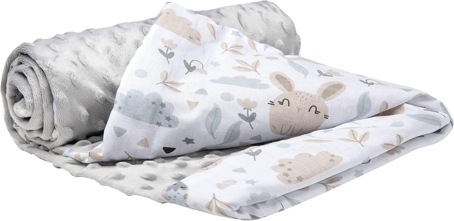 Medi Partners Couverture bébé Couverture bébé pour nouveau-né 100 % coton pour nouveau-né Cadeau 75 x 100 cm Multifonction bilatérale pour landau (Glade avec Minky gris) – Image 2