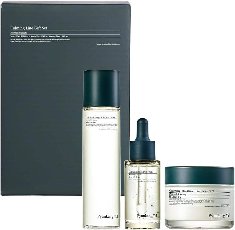 (PKY) Coffret cadeau de soins apaisants de Pyunkang Yul, apaiser instantanément les peaux sensibles, tonique exfoliant, sérum apaisant, et crème hydratante visage, végan (ensemble de 3 articles) – Image 2