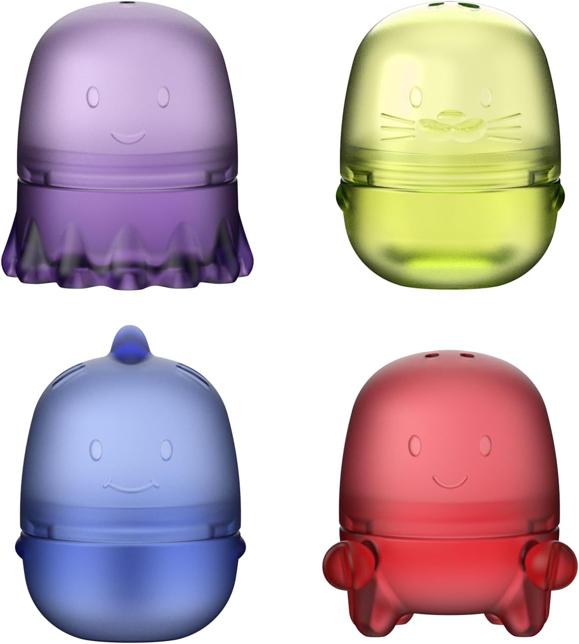 Ubbi Lot de 4 jouets de bain translucides interchangeables pour bébé et tout-petit, jouets de baignoire colorés à mélanger et assortir pour bébé – Image 2
