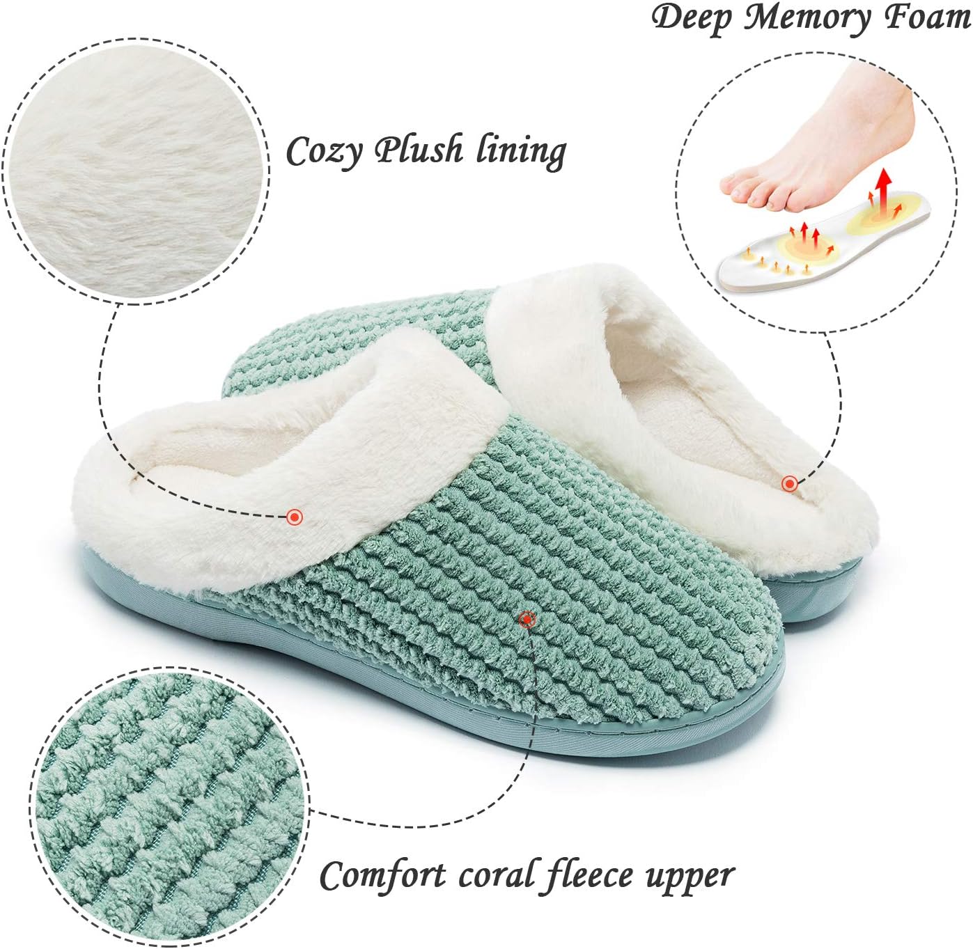 Pantoufles d'hiver chaudes et confortables pour femme, pantoufles en peluche à mémoire de forme, chaussures d'intérieur antidérapantes – Image 4