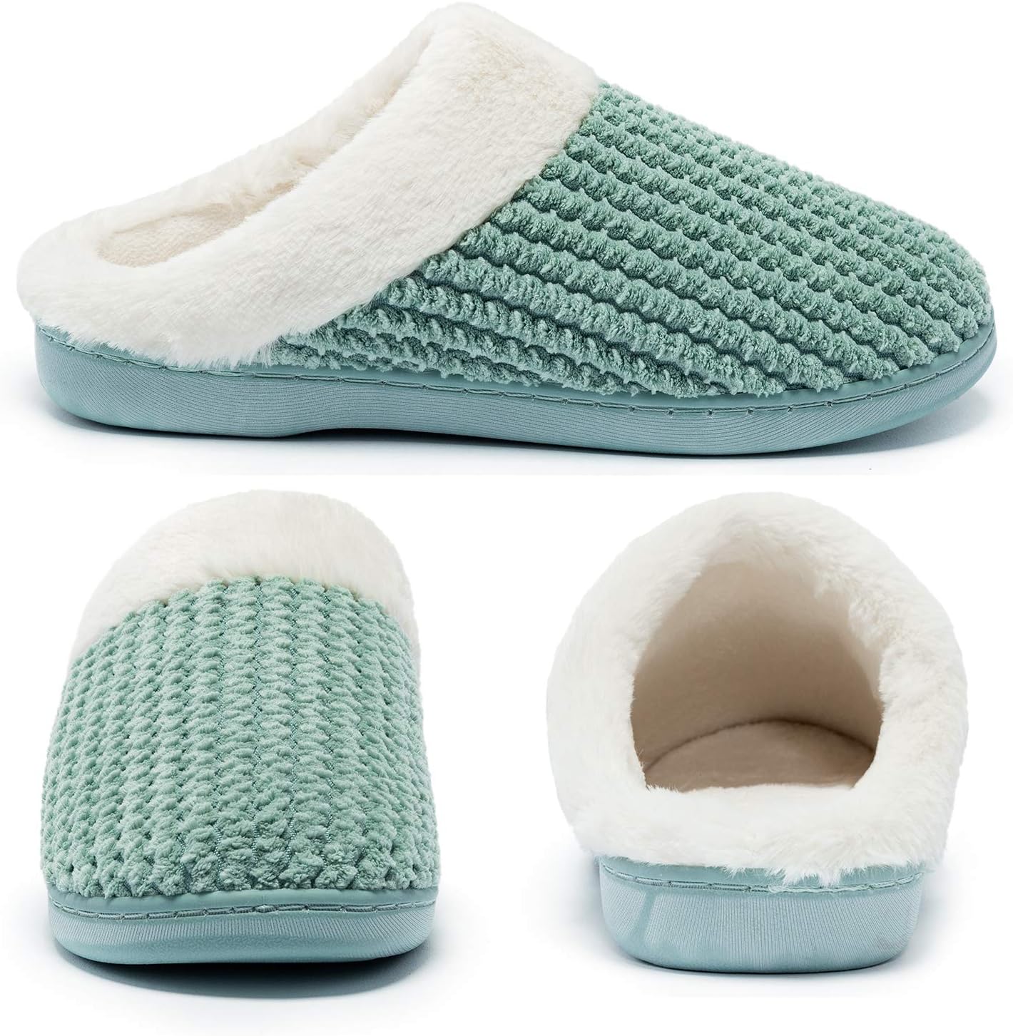 Pantoufles d'hiver chaudes et confortables pour femme, pantoufles en peluche à mémoire de forme, chaussures d'intérieur antidérapantes – Image 5
