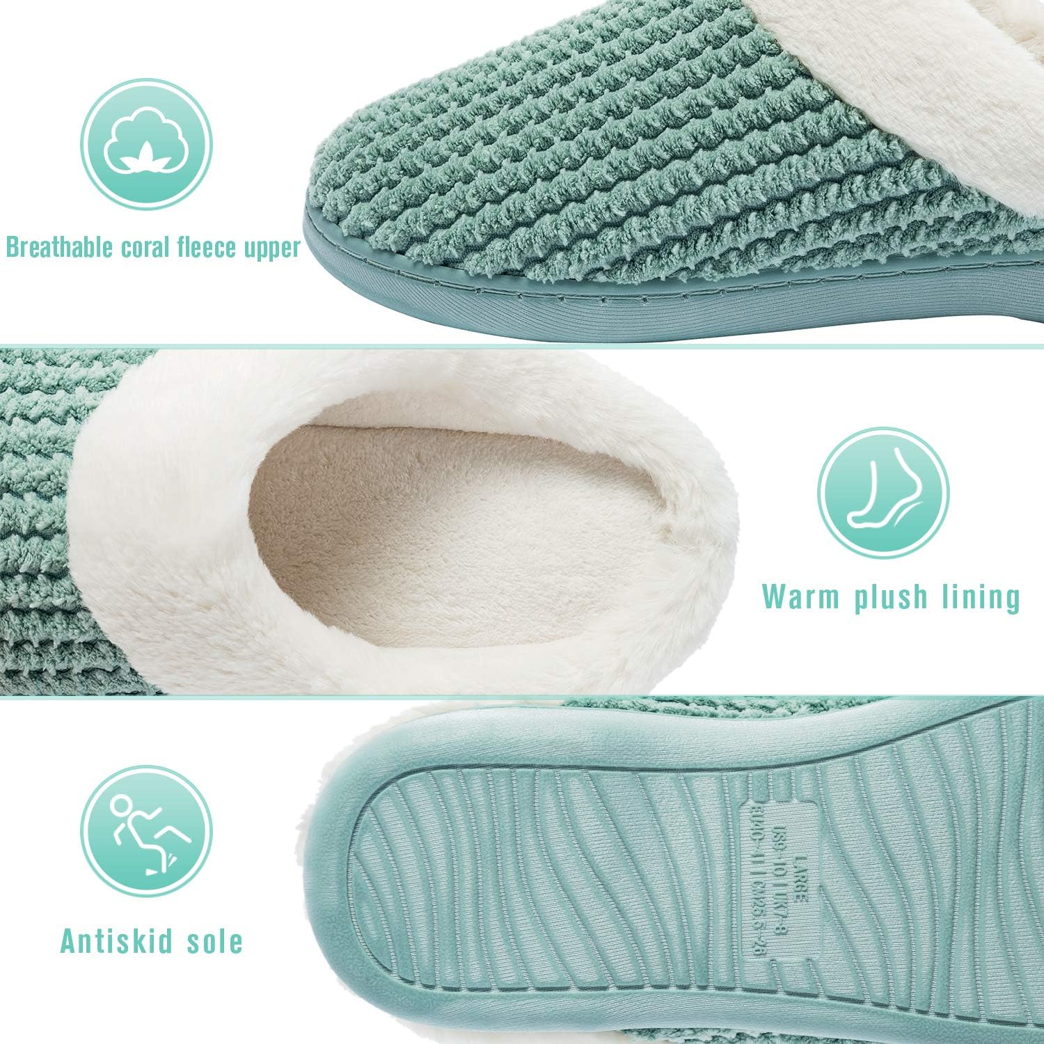Pantoufles d'hiver chaudes et confortables pour femme, pantoufles en peluche à mémoire de forme, chaussures d'intérieur antidérapantes – Image 7