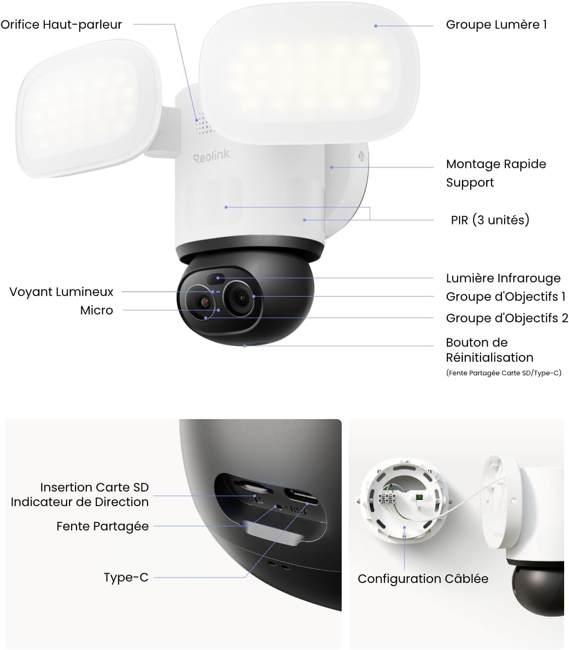 Reolink TrackFlex Floodlight WiFi, double objectif, champ de vision PT (Pan-Tilt) 360°, projecteurs 3000 lumens, détection intelligente, stockage local, Wi-Fi double bande – Image 10