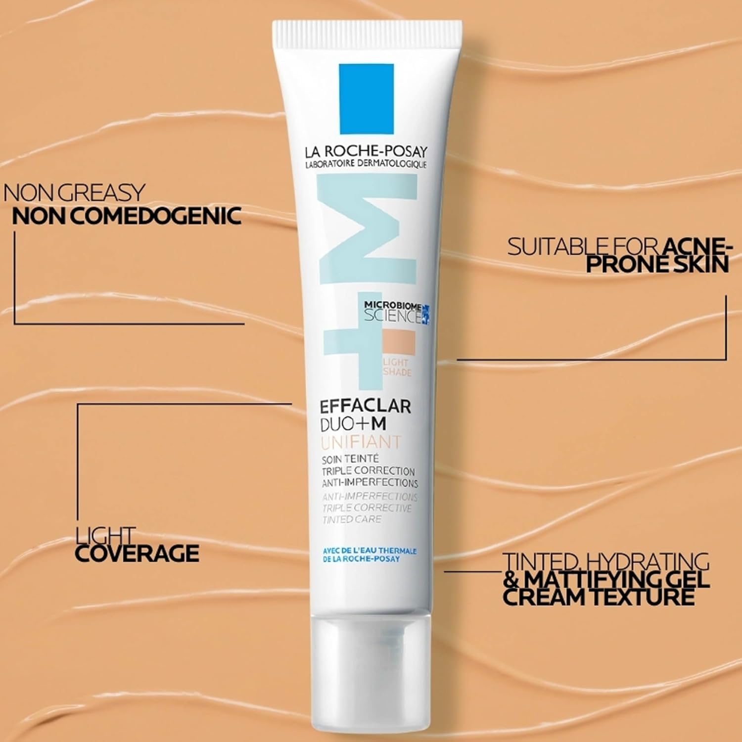La Roche-Posay, Effaclar Duo+M, Soin Teinté Anti-Imperfections, Peaux à Tendance Acnéique, Triple Correction Boutons, Points Noirs et Taches, Effet Unifiant et Matifiant, Teinte Légère, 40 ml – Image 3