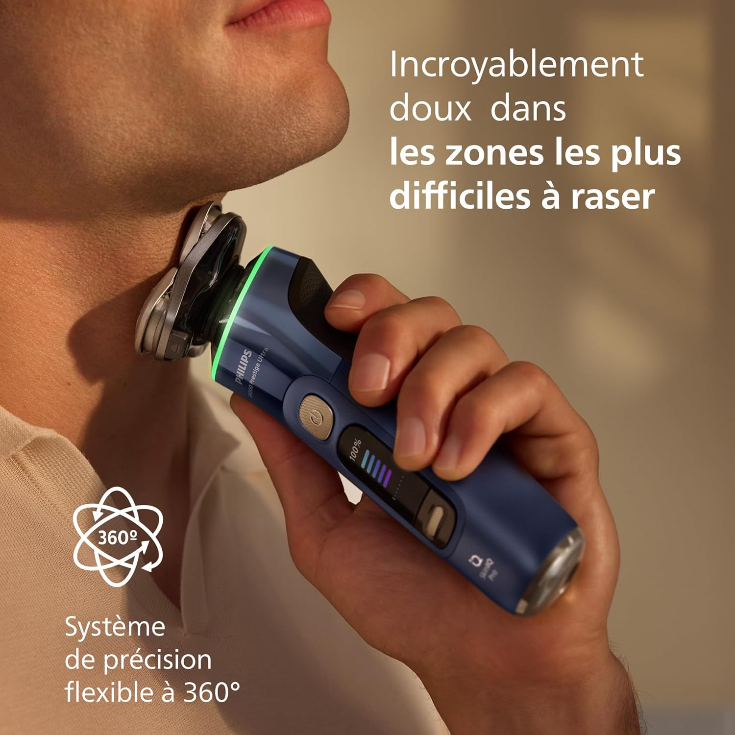 Philips Rasoir Ultra i9000 Prestige, Rasoir électrique 100 % étanche, Technologie Skin IQ Pro, Système Triple Lift & Cut, Lames de précision NanoTech rotatives à 360°, 5 modes de rasage, XP9401/38 – Image 6