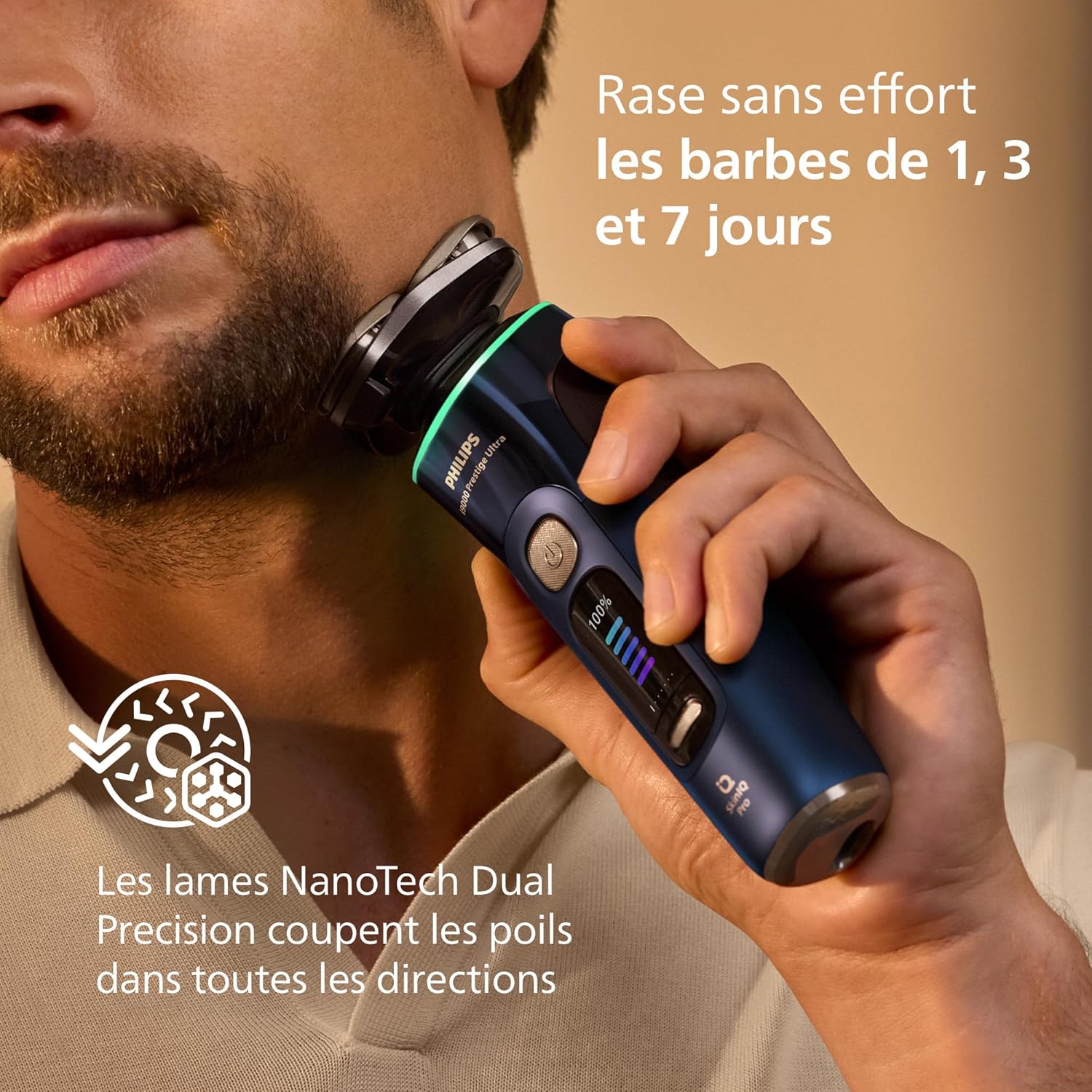 Philips Rasoir Ultra i9000 Prestige, Rasoir électrique 100 % étanche, Technologie Skin IQ Pro, Système Triple Lift & Cut, Lames de précision NanoTech rotatives à 360°, 5 modes de rasage, XP9401/38 – Image 7