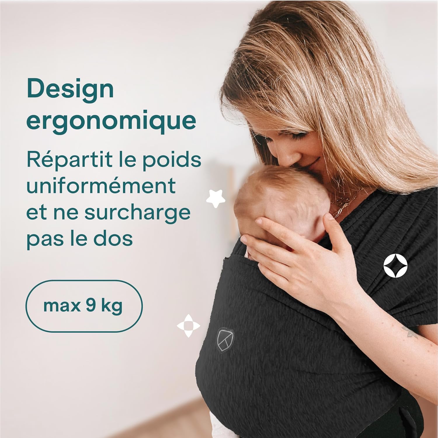 Koala Babycare Porte-bébé unisexe réglable et facile à enfiler - Porte-bébé multifonction jusqu'à 9 kg - Noir - Modèle déposé KBC® – Image 8