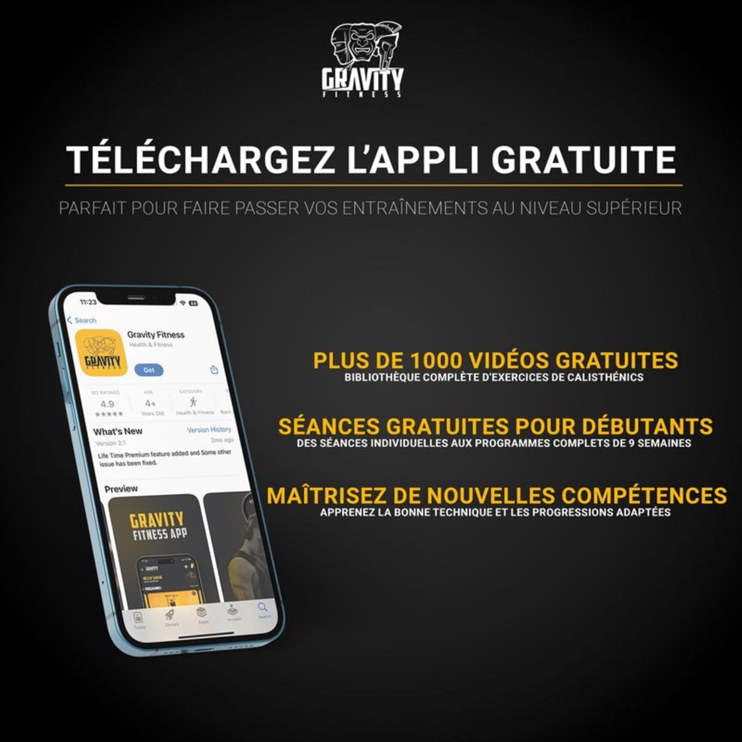Gravity Fitness Barre de traction portable – Station de trempage réglable – Barre autoportante pour entraînement de calisthénie, musculation à domicile, poids corporel, gymnastique et fitness – Image 7