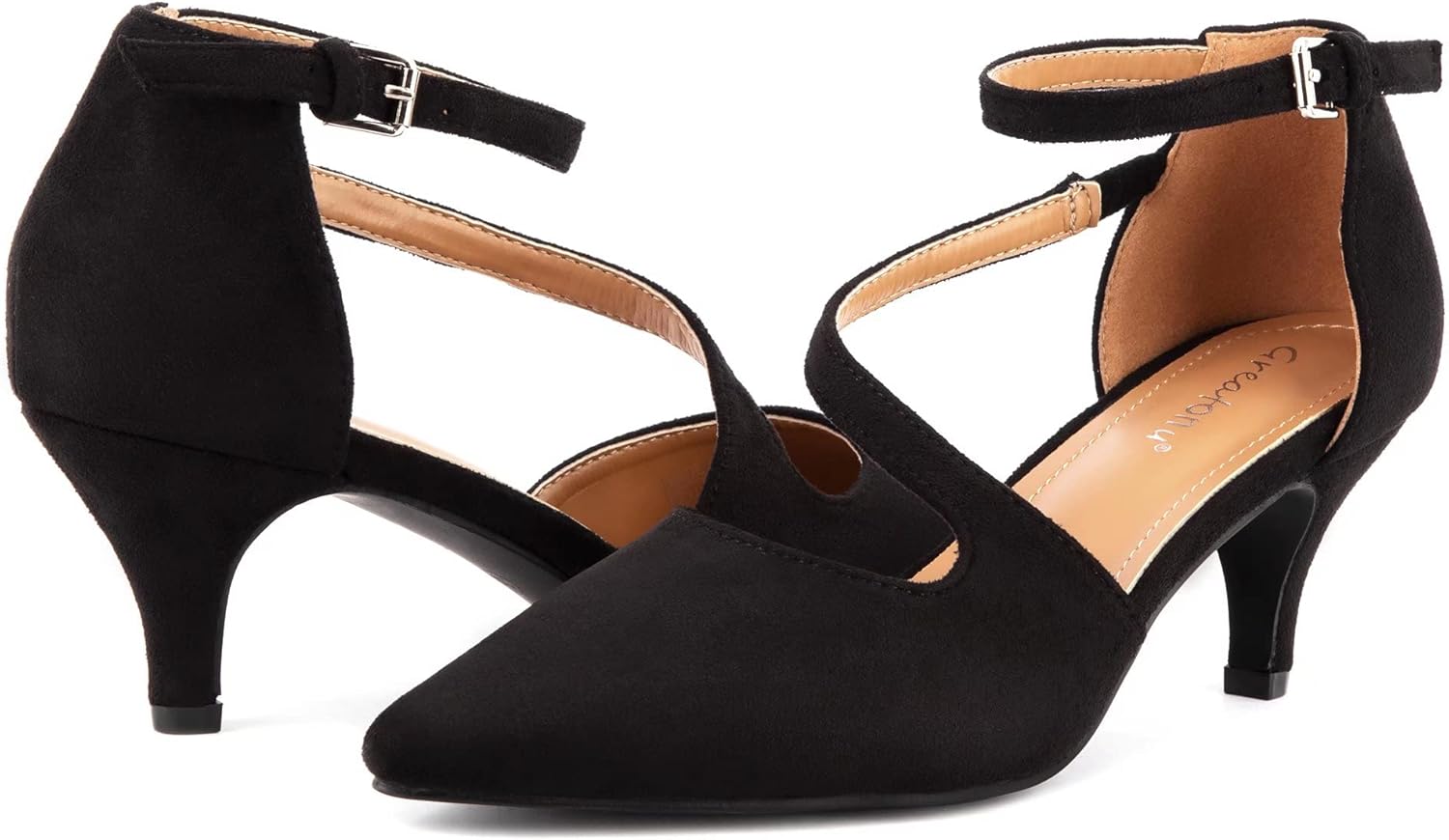 Greatonu Chaussures à talon pointu et bande croisée pour femme – Image 4